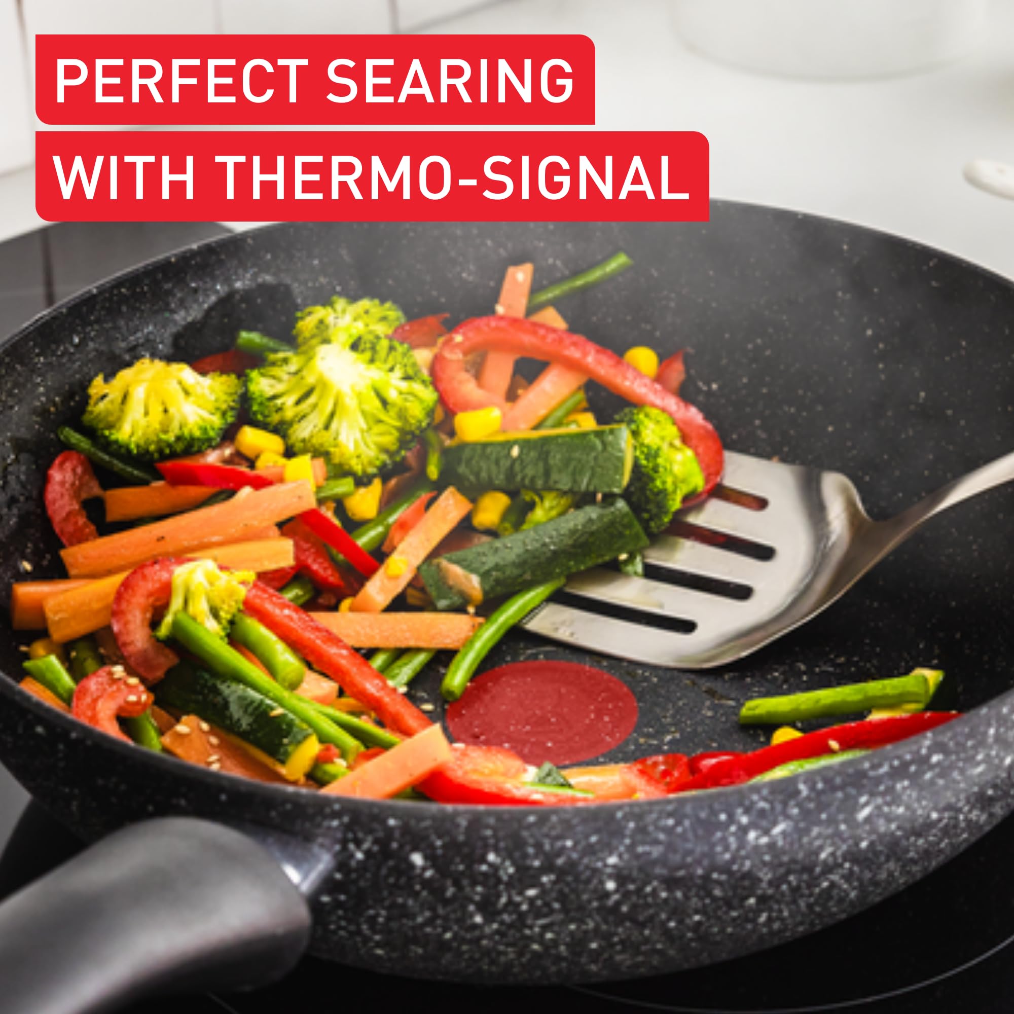 Tefal Titanium Stone Wok 28 cm - Metal Spatula Safe, Induction Compatible, Thermo-Signal | E1051945 5