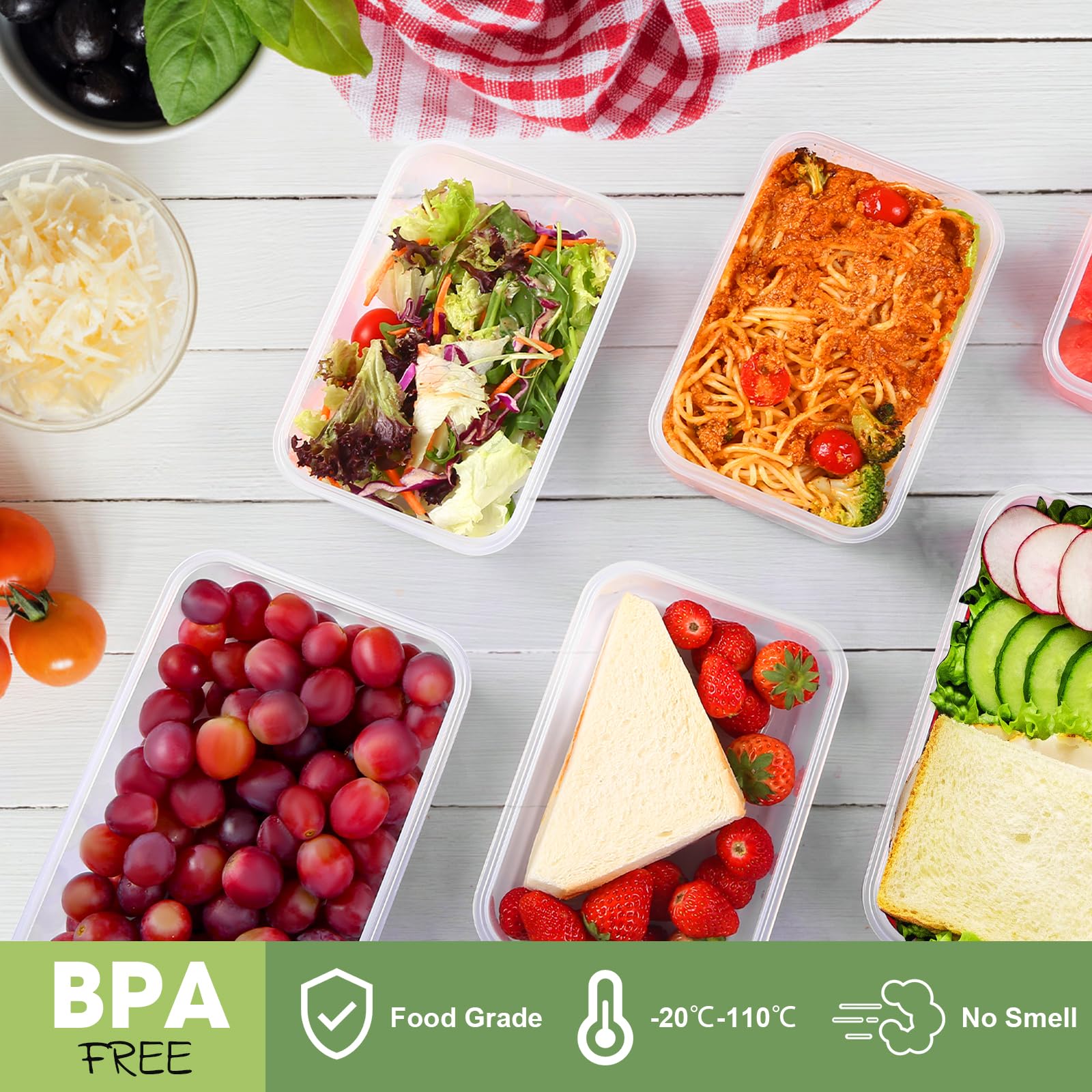 YASHE Food Storage Container Set - Airtight, Leak-Proof, Stackable, BPA Free | 4 Pcs Rectangular Set 4