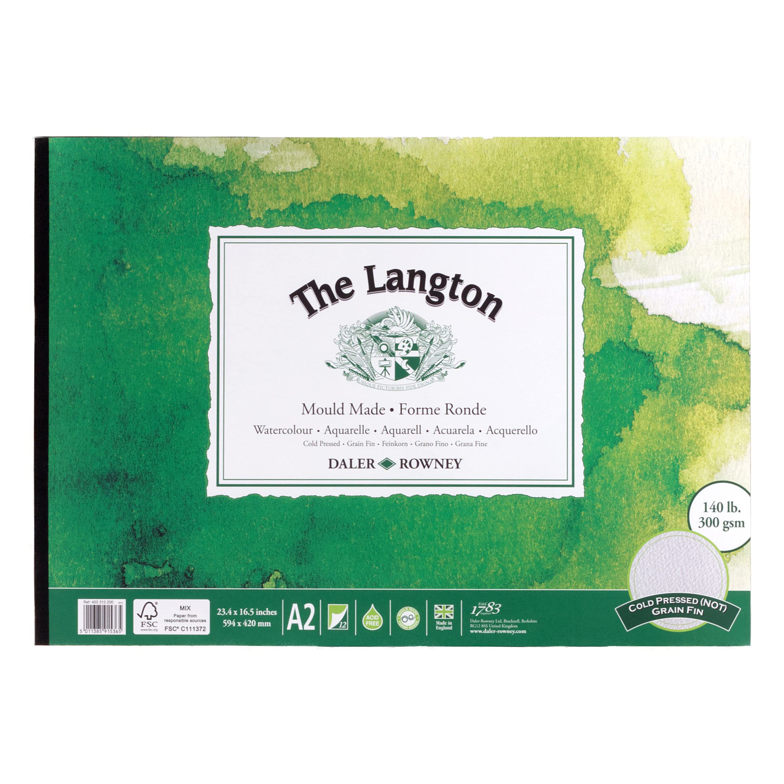 Daler Rowney The Langton Cold-Pressed Watercolour Paper Pad | A2 | 300gsm 1
