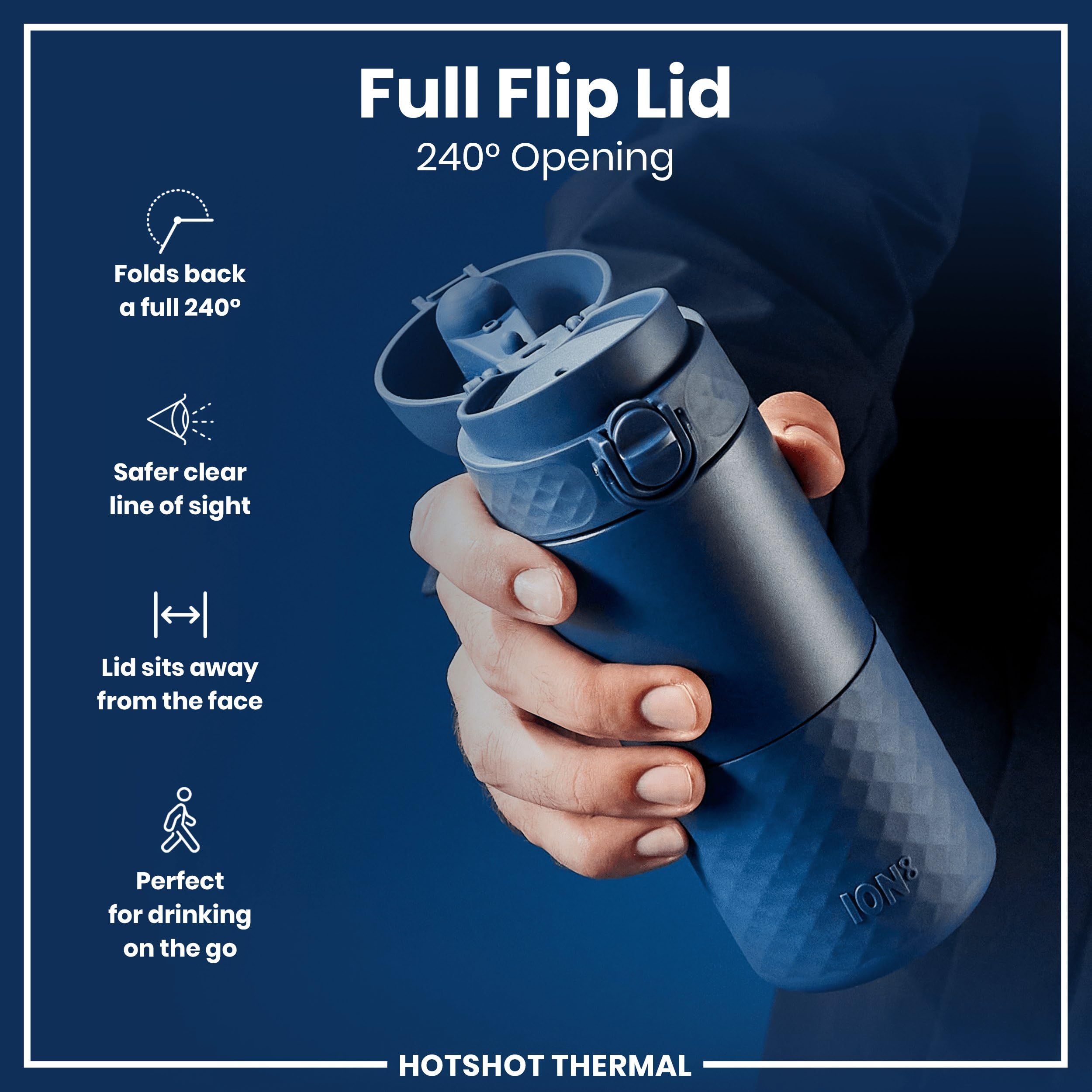 Ion8 Hotshot Insulated Travel Mug - 360 ml | Leak Proof | Ash Navy | Stainless Steel 6