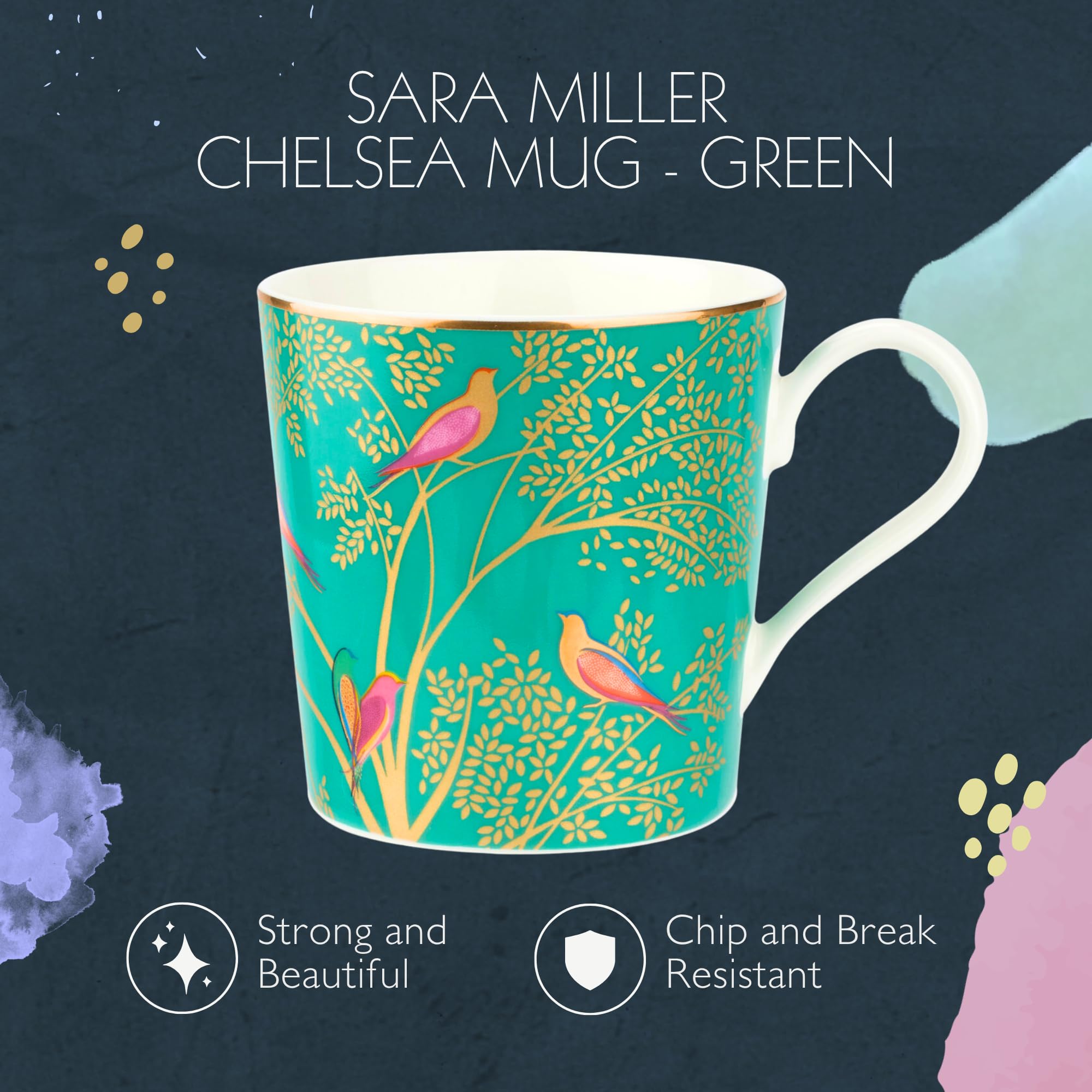 Portmeirion Sara Miller London Chelsea Fine China Coffee Mug - Dark Green | 10oz 3