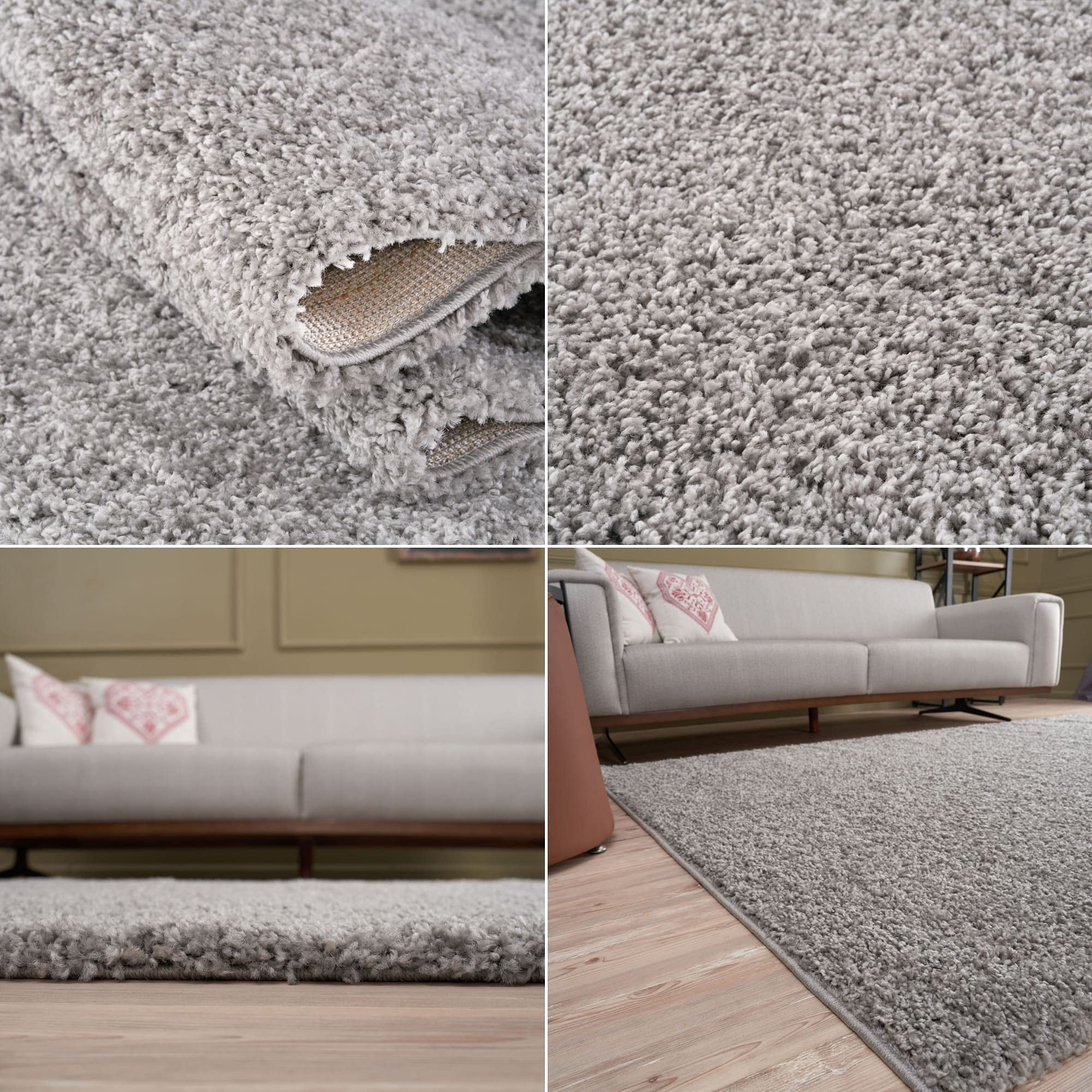 THE RUGS Shaggy Area Rug - Soft Polypropylene for Living Room & Bedroom | 120 x 170 cm Grey 6