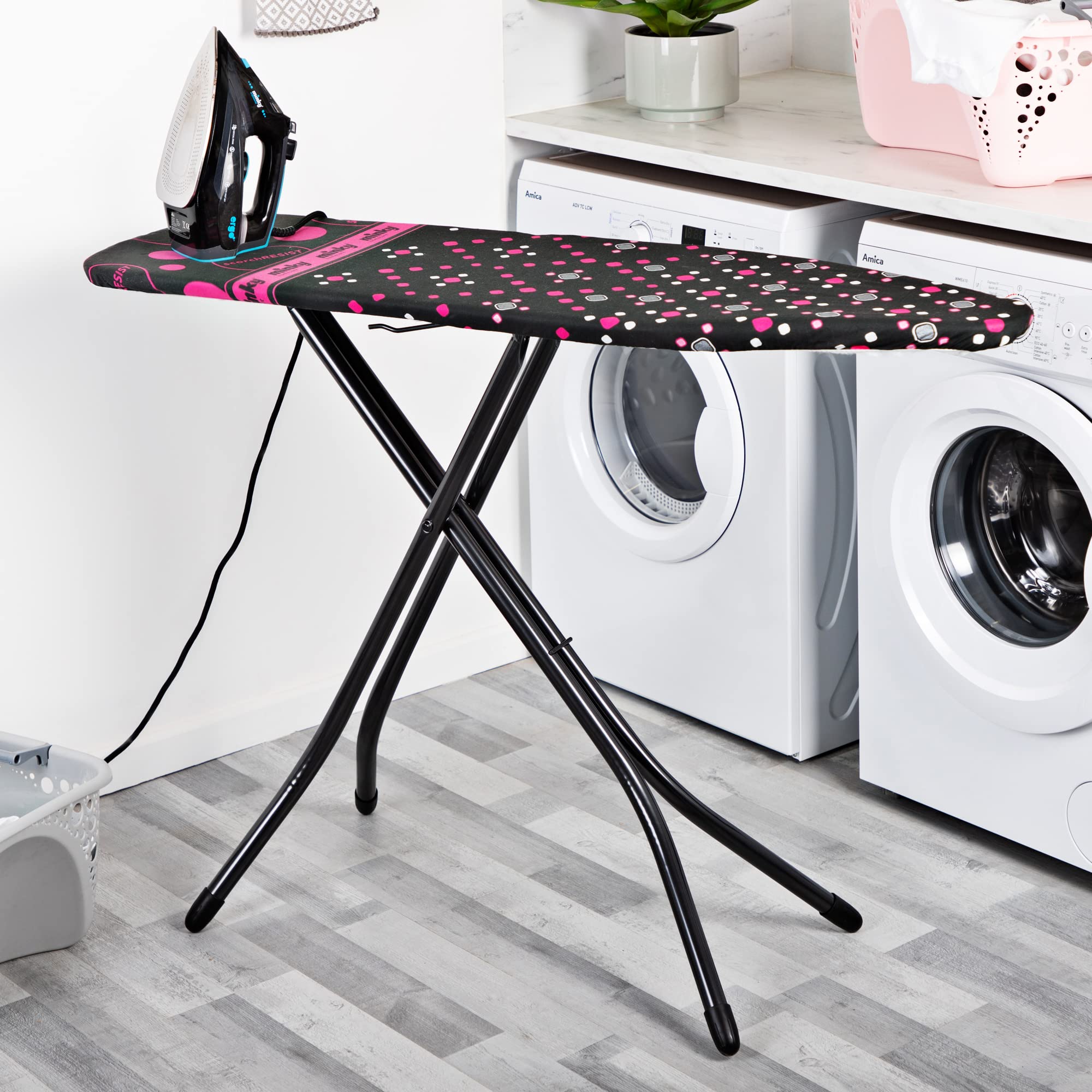 Minky Large Compact Ironing Board with Scorch Resist Zone | 122 x 38cm Surface | Made in the UK 5