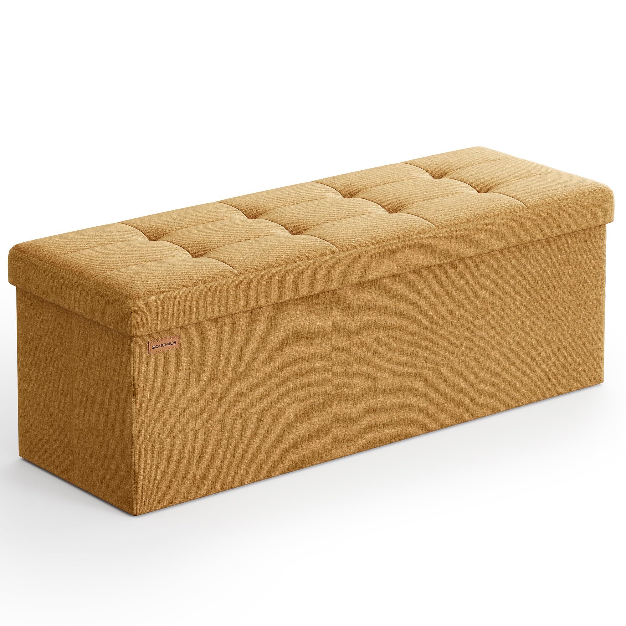 SONGMICS MAZIE Storage Ottoman Bench - 110 cm Folding Foot Rest | 131L Capacity | 300 kg Load | Ginger 1