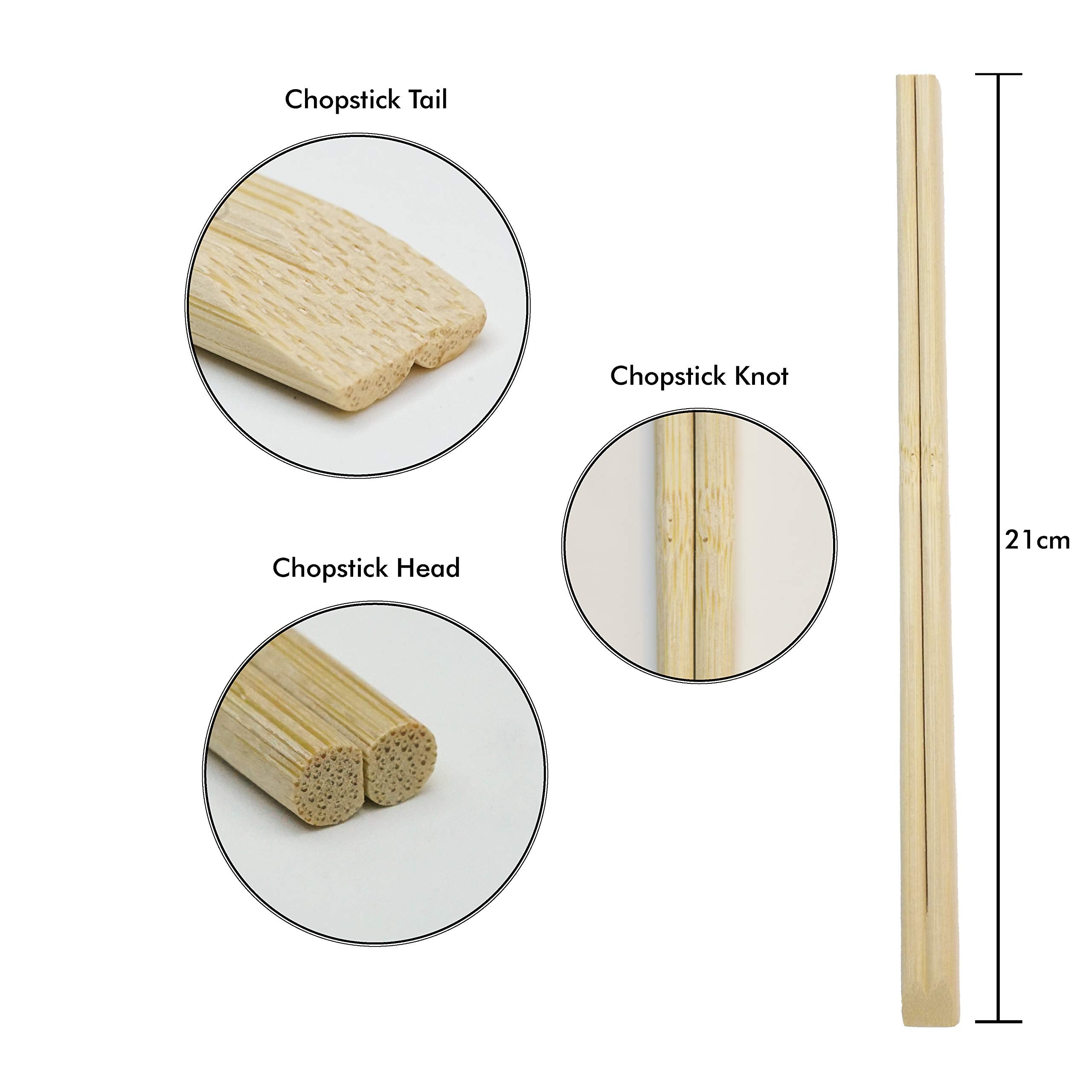 Ken Chiku Tensoge Bamboo Chopsticks - 21cm Length, 4.5mm Thickness | 100 Pairs | Sustainable 5