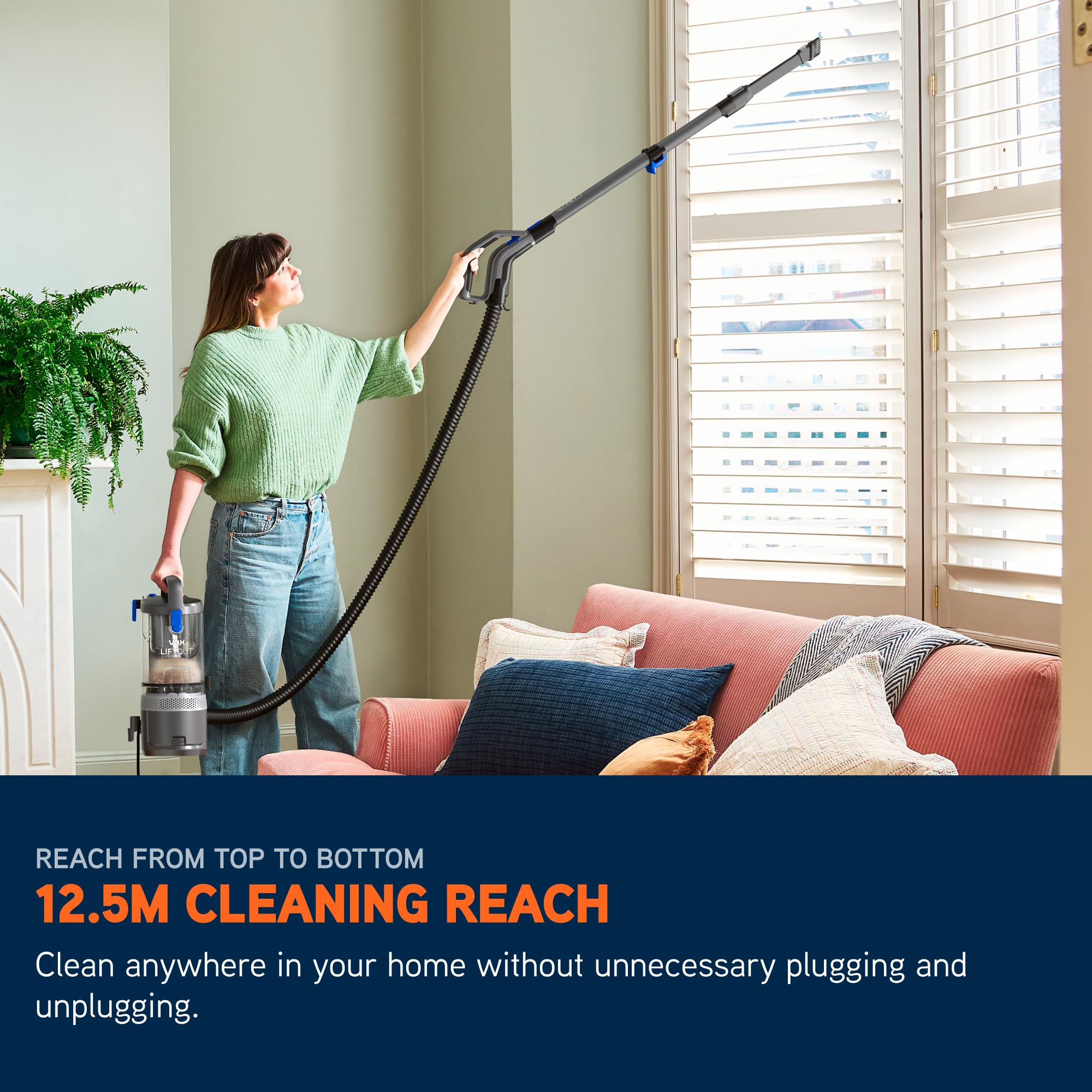 Vax LiftOut Pet Corded Upright Bagless Vacuum Cleaner - 600W, 6.1kg, 2L Capacity, Graphite/Blue 7