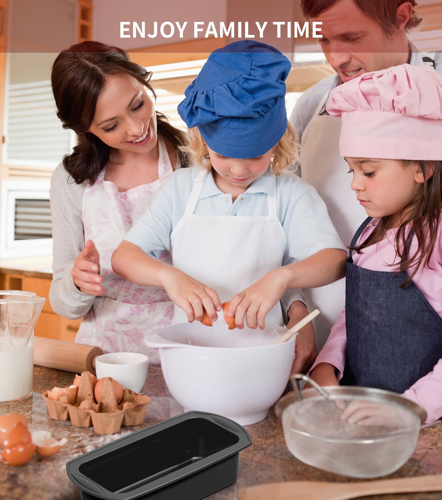 Ankway Silicone Loaf Tin with Dough Scraper, 2 Pack Non-Stick Bread Pans | 28 x 14.3 x 6.3 cm | Black/White 7