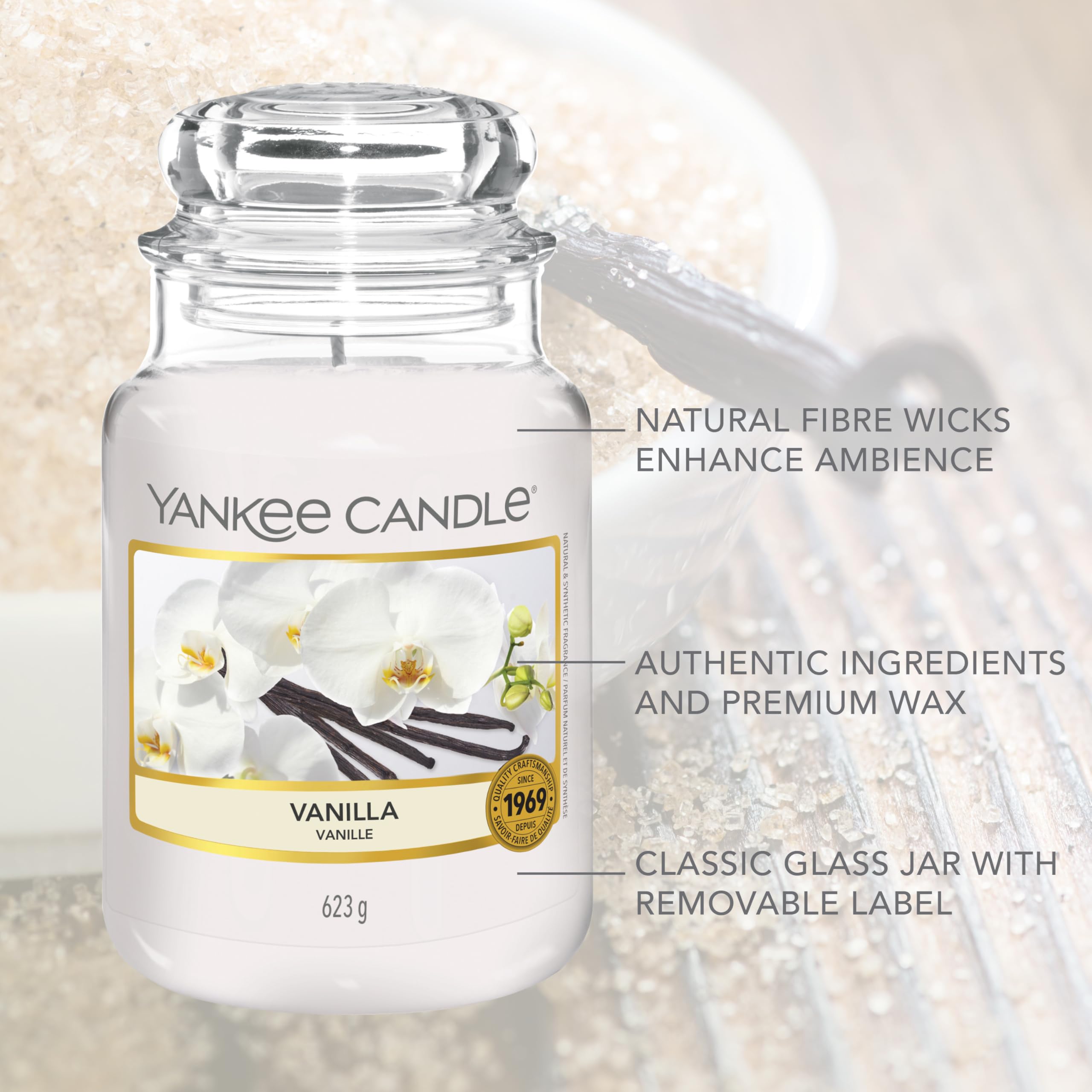 Yankee Candle Vanilla Scented Candle - Large Jar | Up to 150 Hours Burn Time | 623g 4