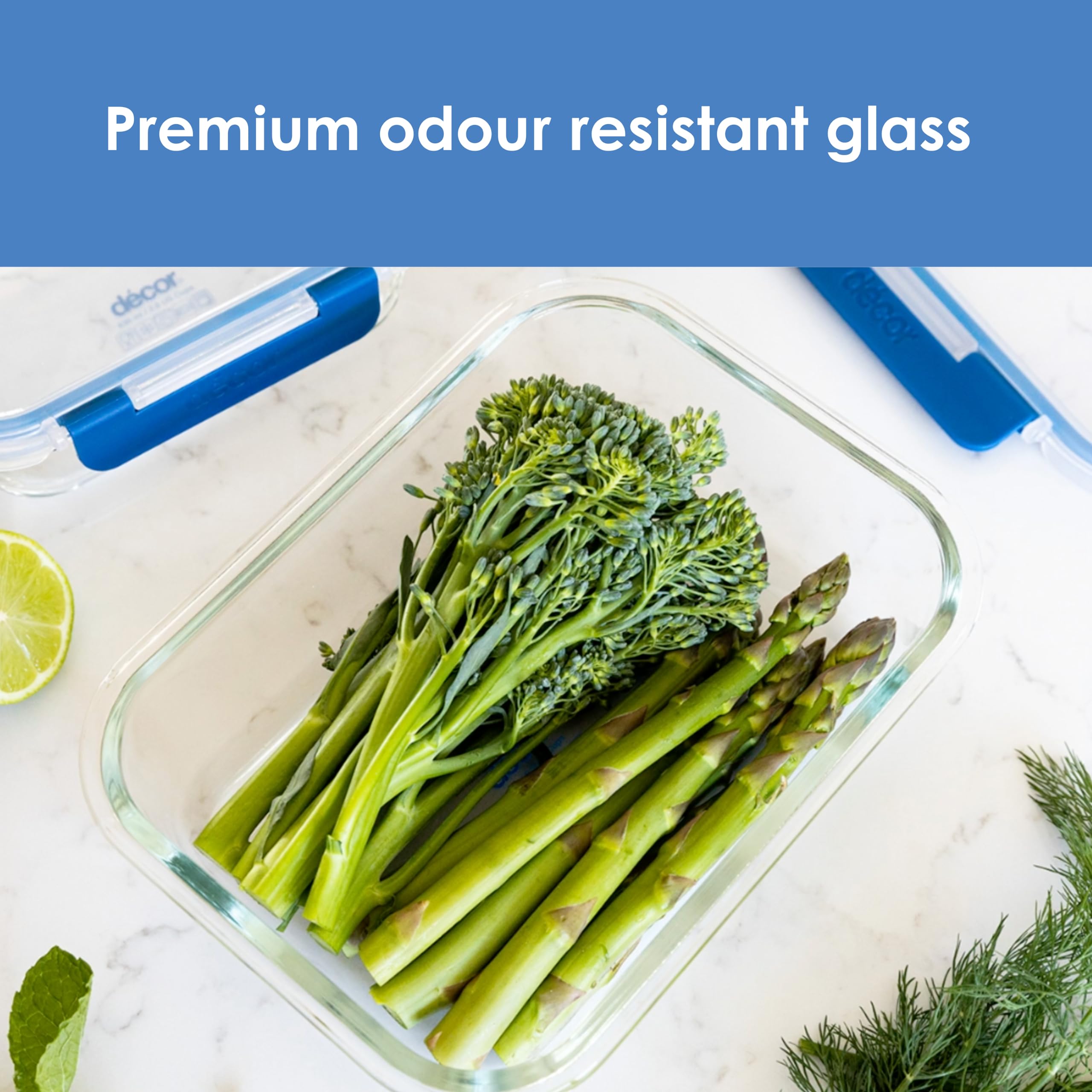 Décor Deluxe Clips Glass Food Storage Container - 630ml, Split Compartment, Leakproof, BPA Free 3