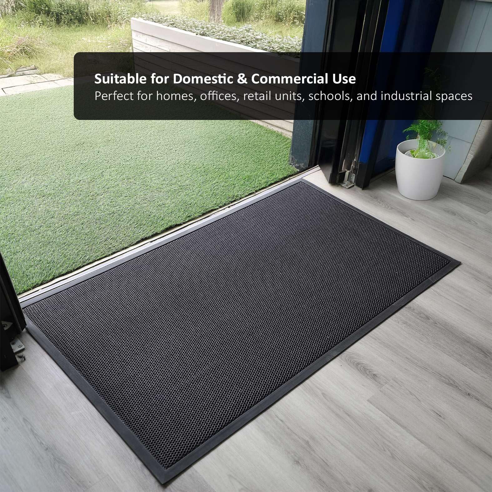 Nicoman Heavy-Duty Dirt Trapper Doormat - 60x40cm Black | Non-Slip | Machine Washable 7