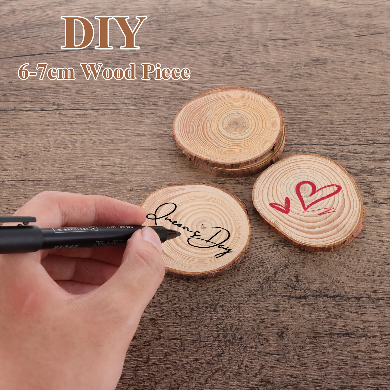 ASelected 50 Pcs Natural Pine Wood Slices for Crafts - 6-7cm Diameter, Sanded Surface | DIY Coasters & Decorations 6