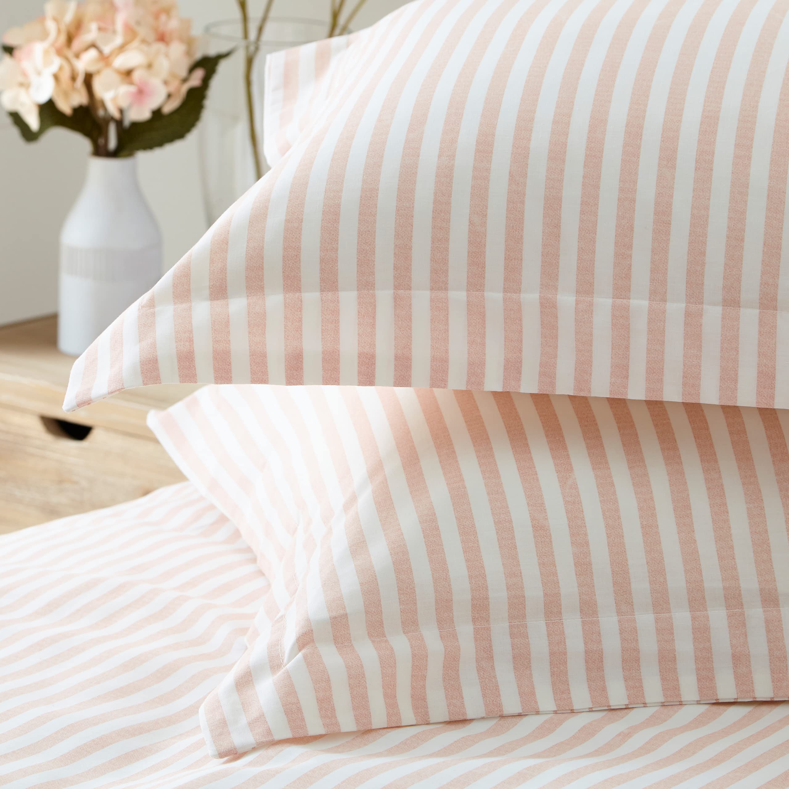 furn. Yard Hebden Cotton Duvet Set - Reversible Mélange Stripe | Blush | Double Size 4