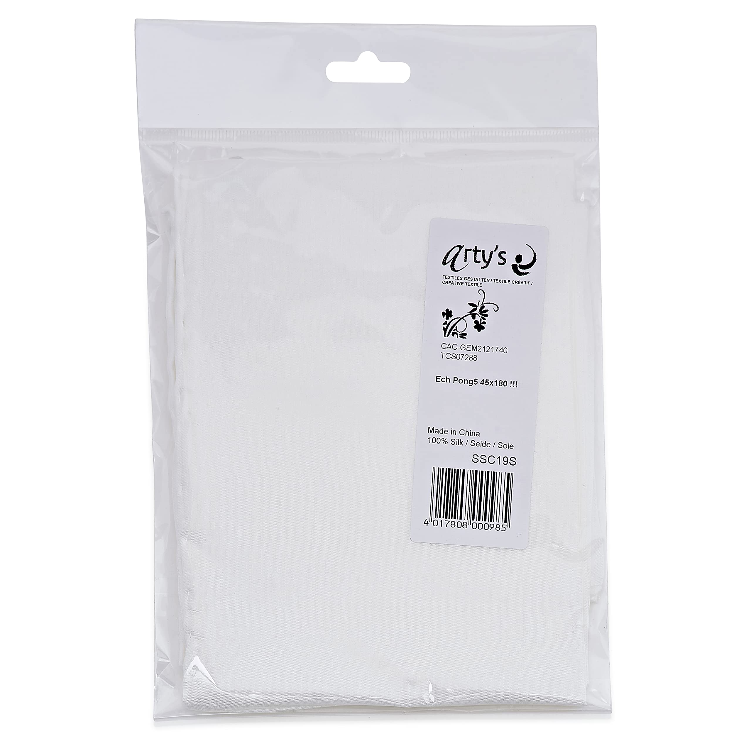 PEBEO Ponge 5 Pure Silk Shawl - Ready to Paint | White | 45 x 180 cm 2