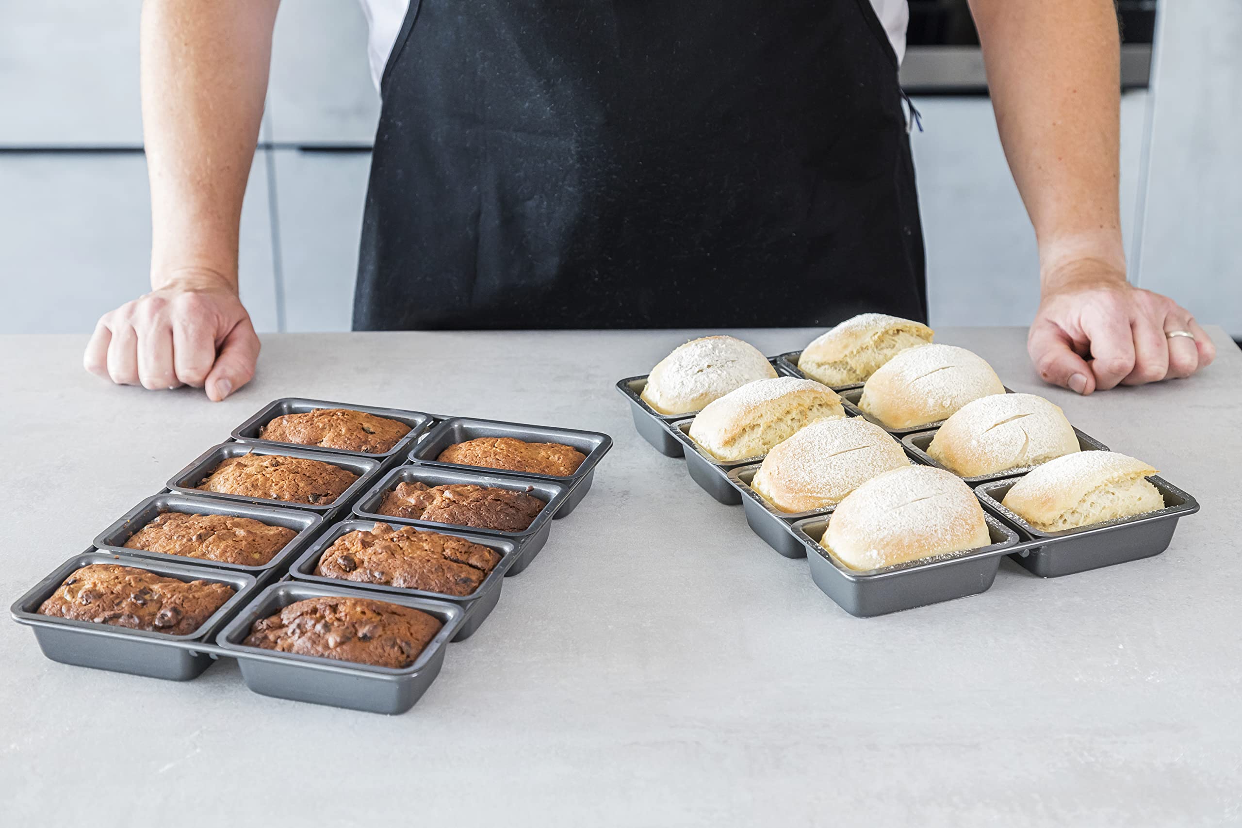 Chicago Metallic Professional Non-Stick Mini Cake Pan - 8 Cups, Grey | Heavy-Duty Steel 7