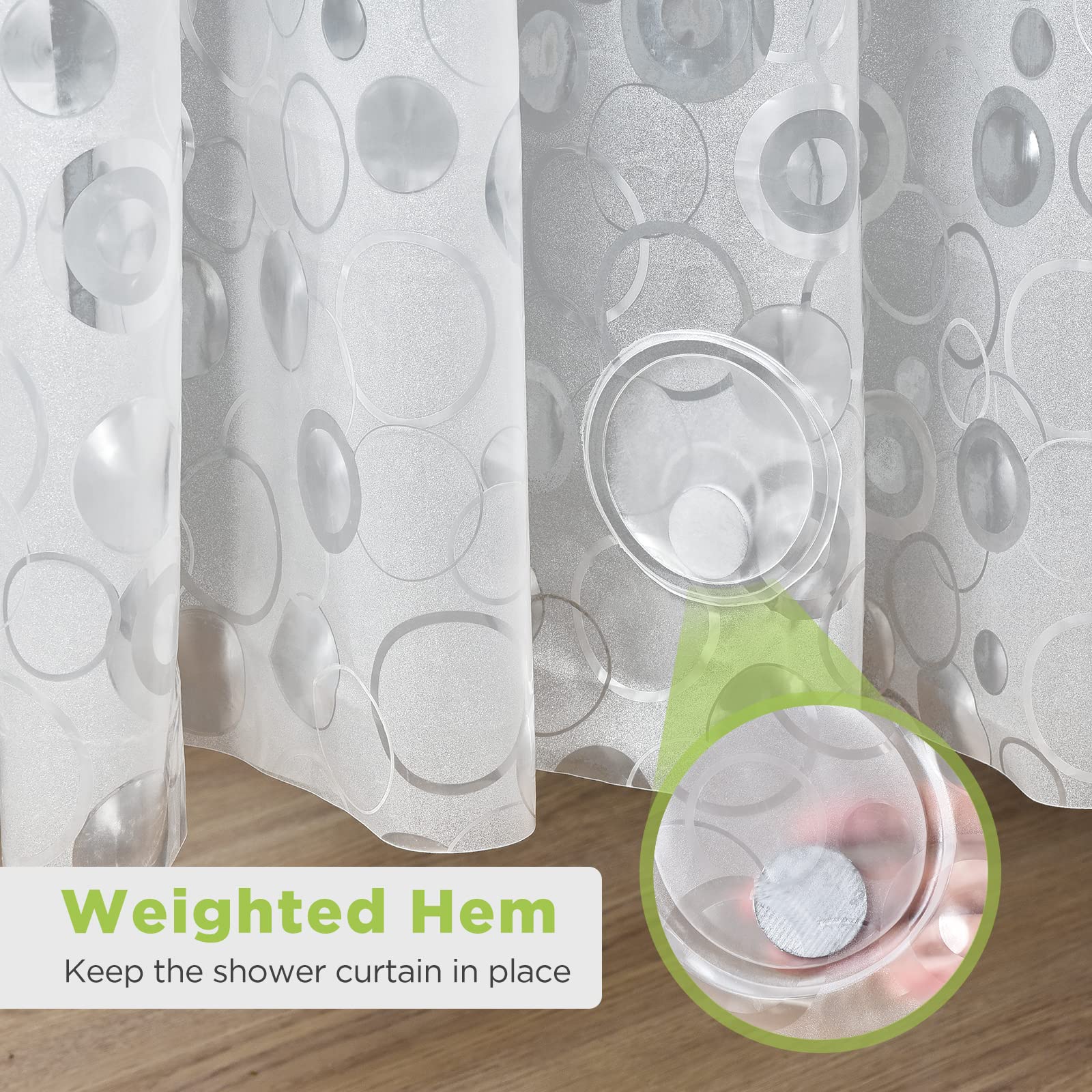 OTraki Waterproof EVA Shower Curtain - Semi-Sheer Frosted | Extra Wide 94.5" x 79" | Weighted Hem 3
