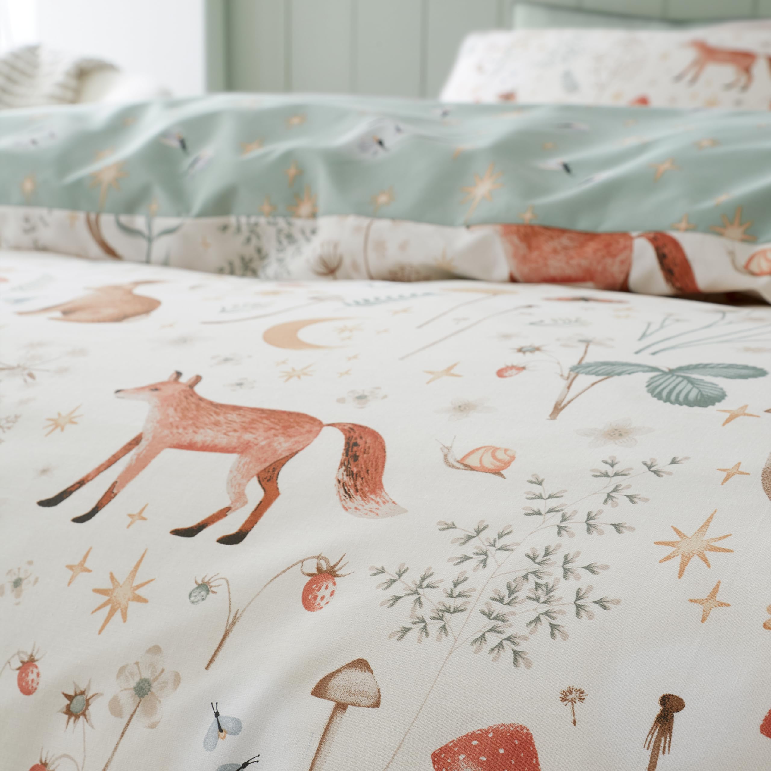 Catherine Lansfield Enchanted Twilight Animals Reversible King Duvet Cover Set with Pillowcases, Natural 5