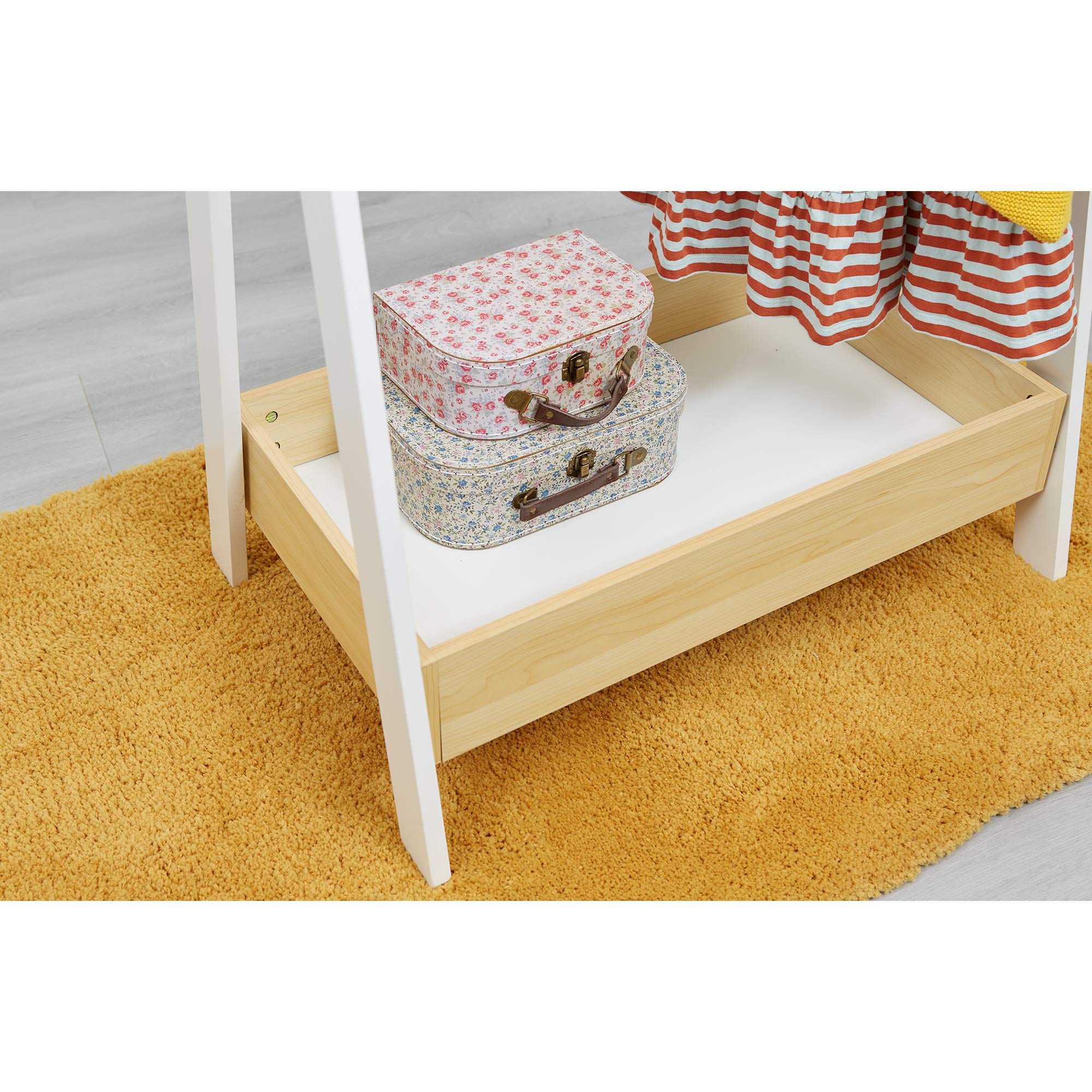 Liberty House Toys Wooden Kids Dressing Rail Unit - White & Pine | H98.5cm 3