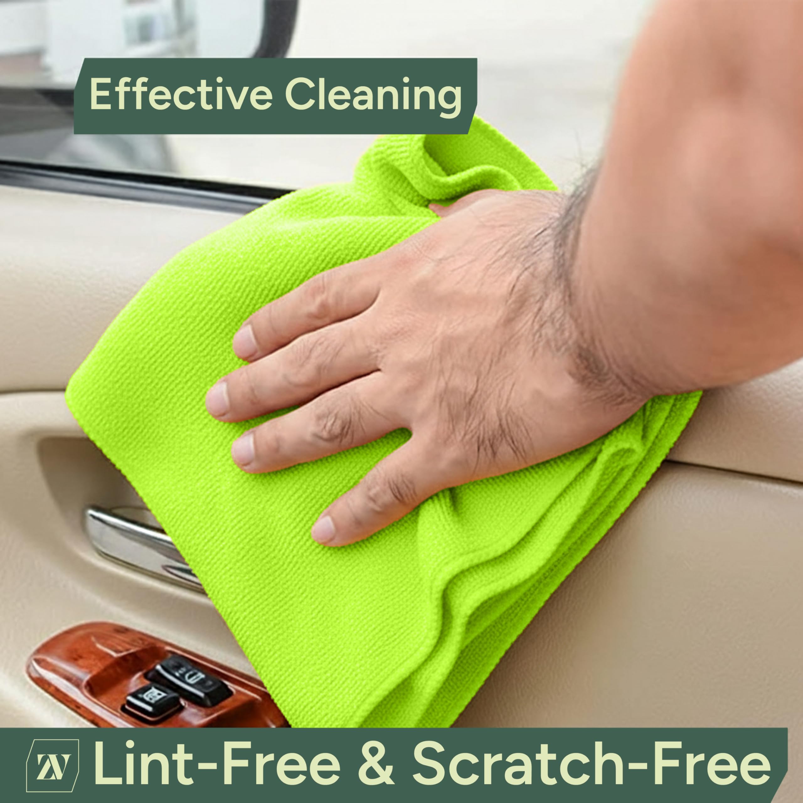 Zuvo Microfiber Cloths - Pack of 12, 32x32 cm, Ultra-Soft, Highly Absorbent, Green 5