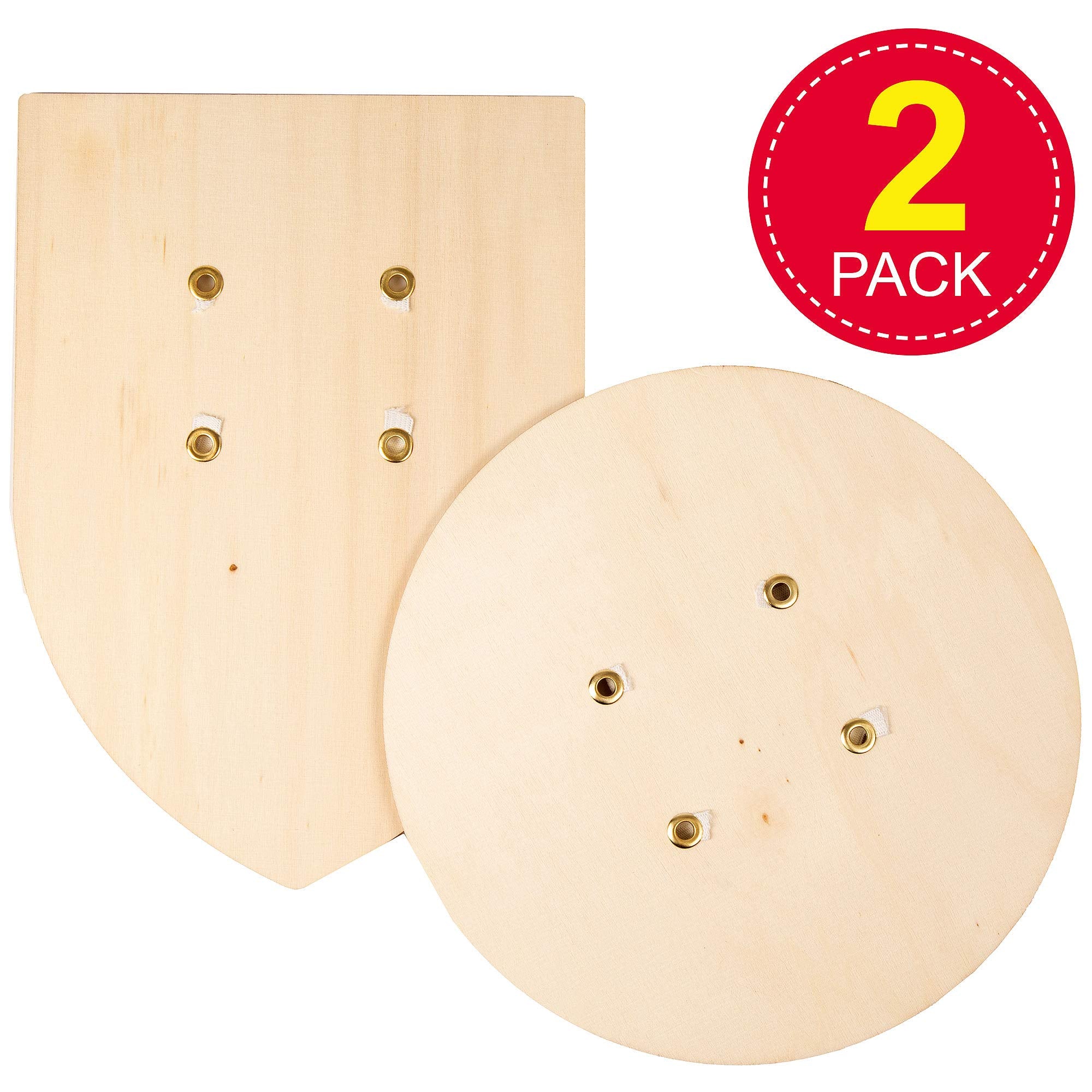 Baker Ross AW654 Wooden Shields for Kids Crafting | Pack of 2 | 25-30 cm Plywood 2
