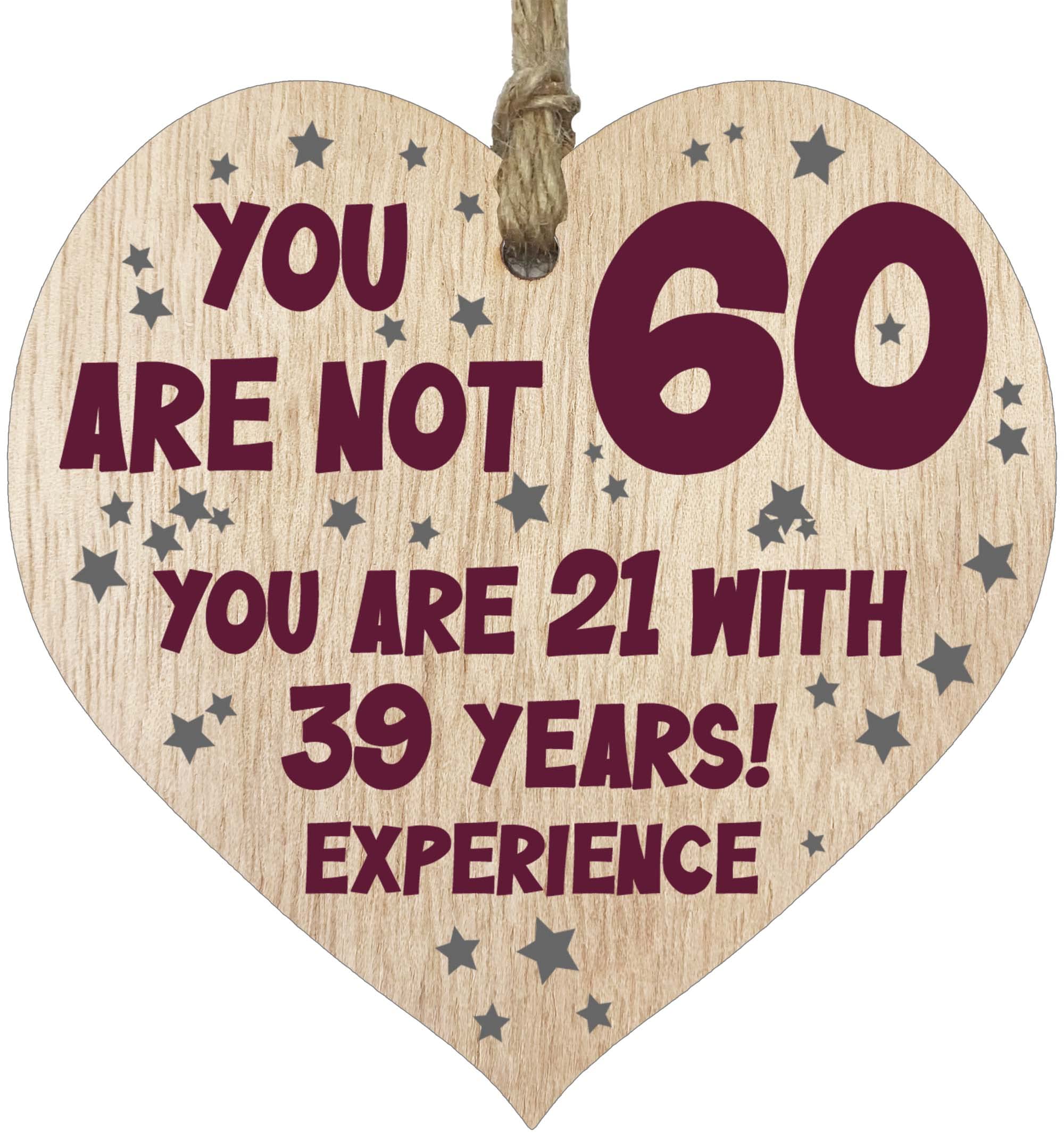 Stuff4 Wooden Heart Plaque - 60th Birthday Gift for Women & Men | Light Wood Keepsake | Made in the UK 1