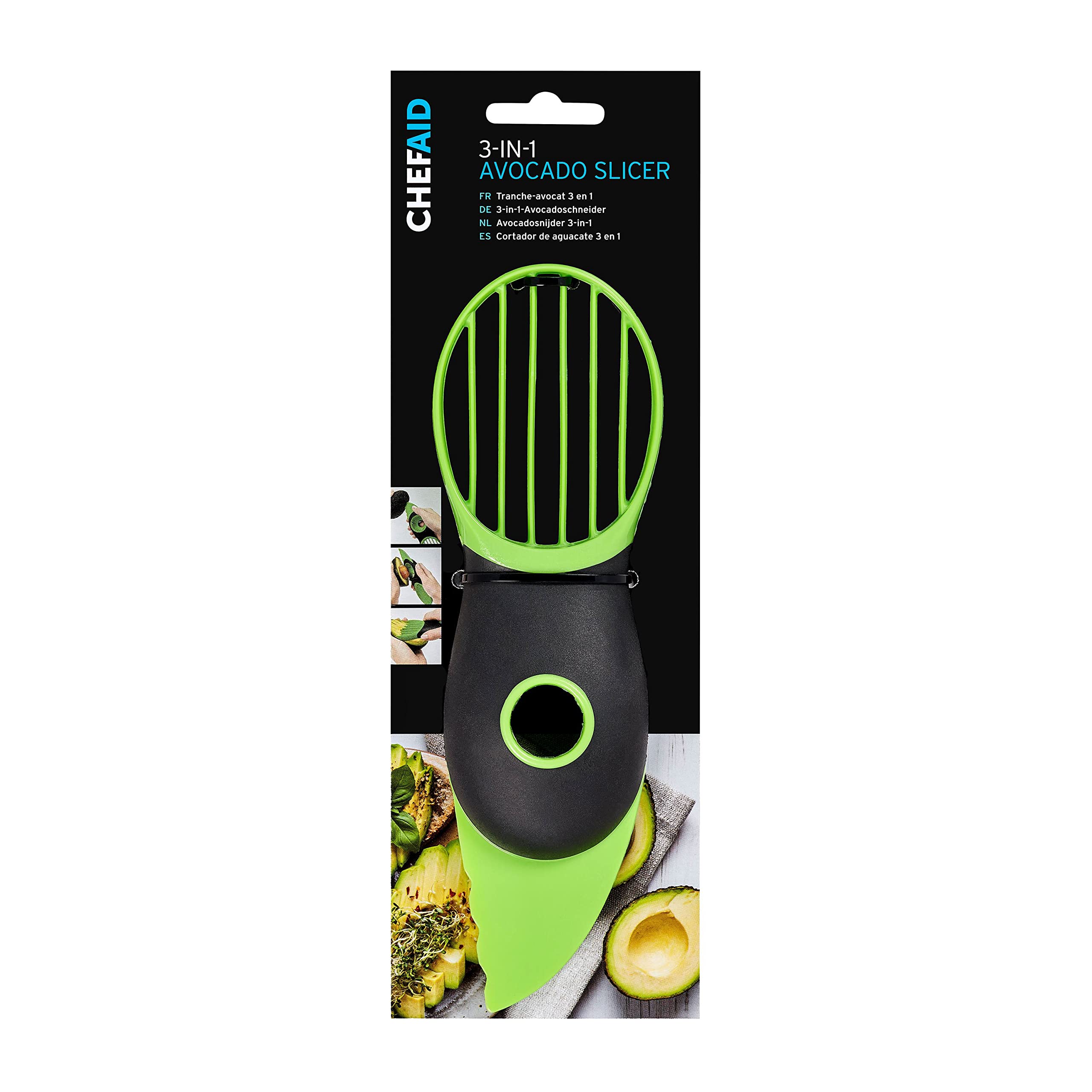 Chef Aid 3 in 1 Avocado Tool - Cut, De-Stone, and Slice | BPA Free Plastic 1