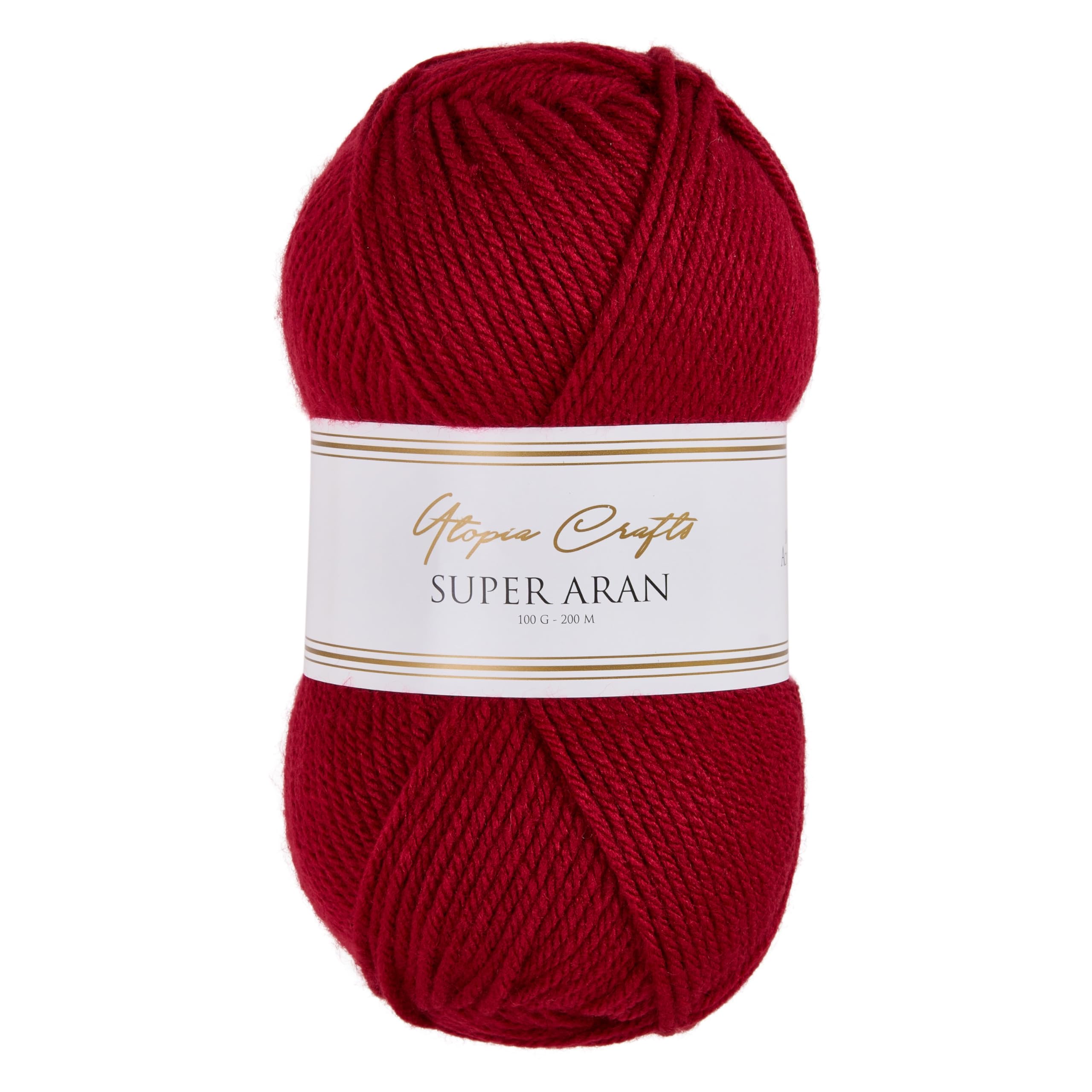 Utopia Crafts Aran Yarn - 100% Acrylic, Ruby Red | 100g Ball | Vegan Certified 1