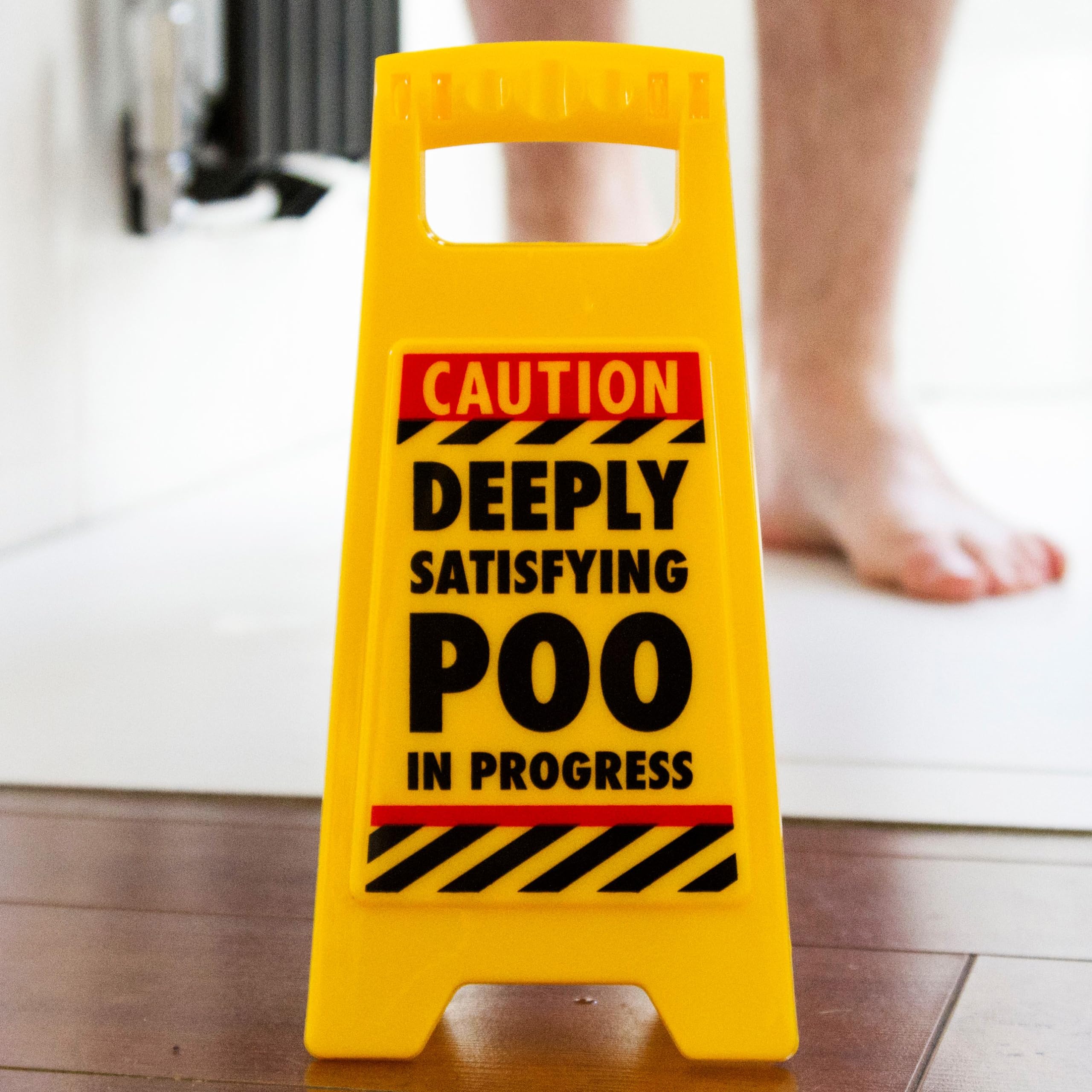 Boxer Gifts Poo in Progress Novelty Toilet Humour Warning Sign | 11.8cm x 25cm Plastic Sign 2