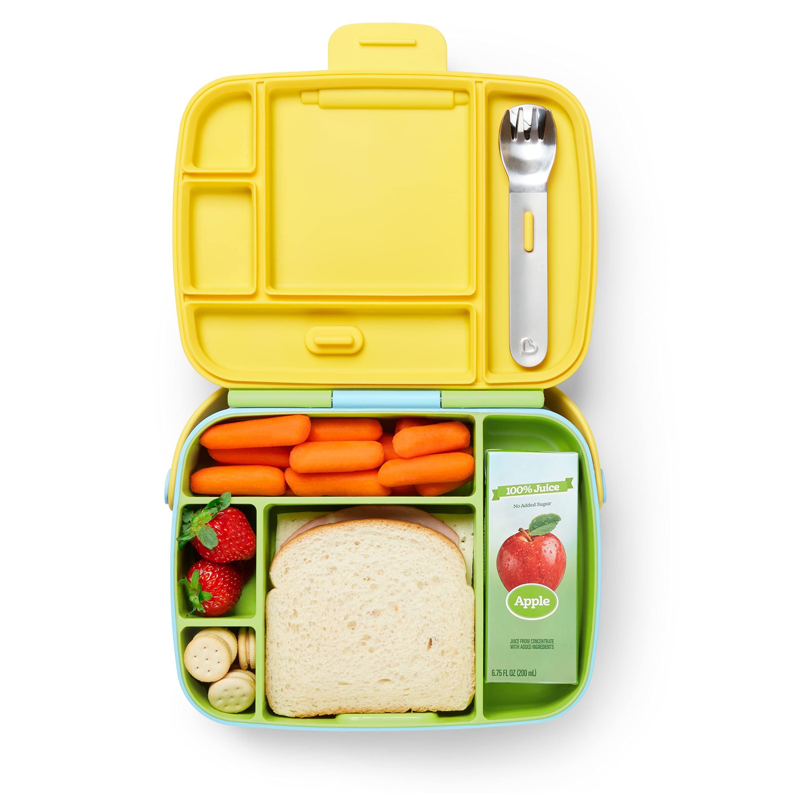 Munchkin Bento Lunch Box for Babies & Toddlers - 5 Compartment Food Container | Green | BPA Free 1