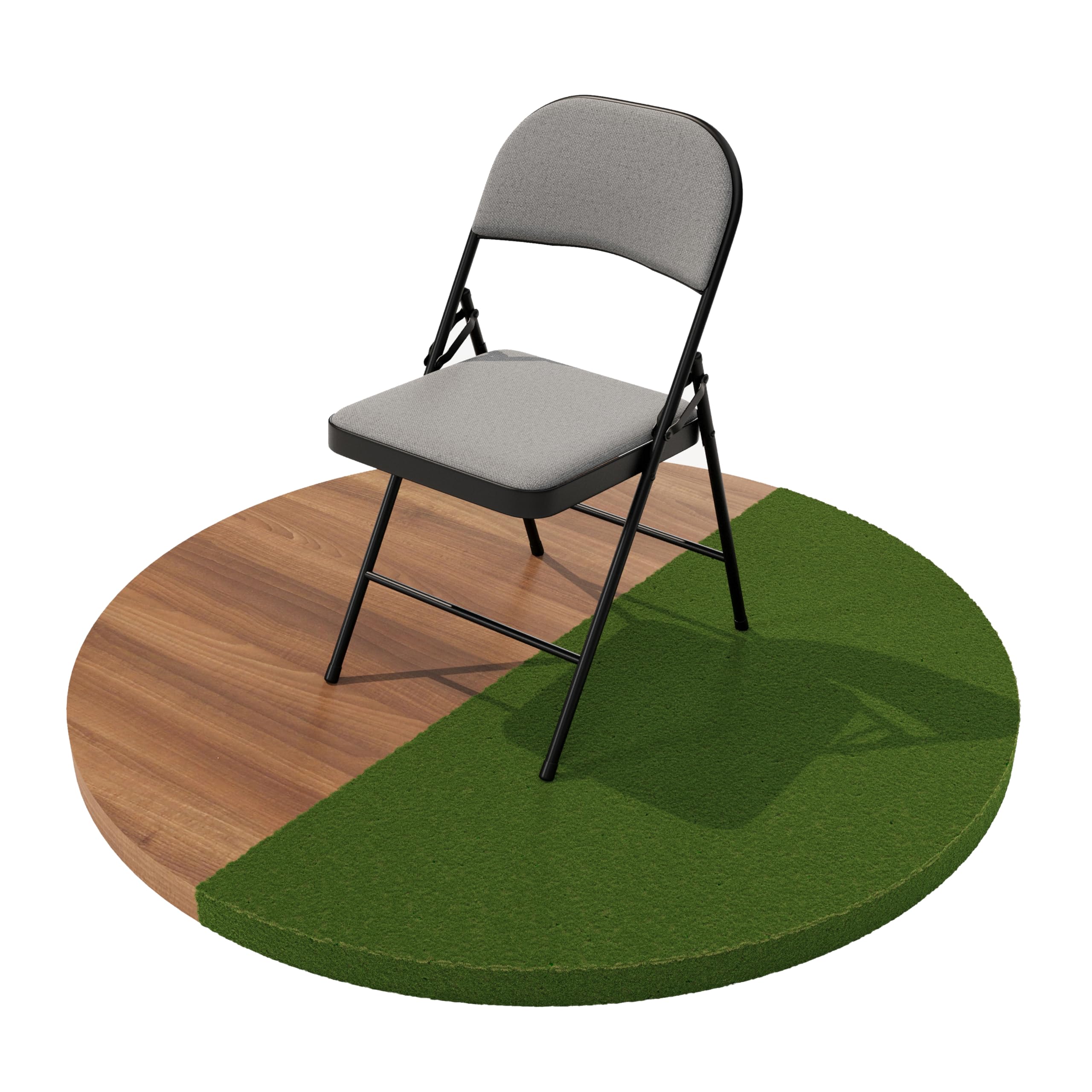 Build Rapido Padded Folding Chair - Heavy Duty Steel Frame | Grey | Oversized