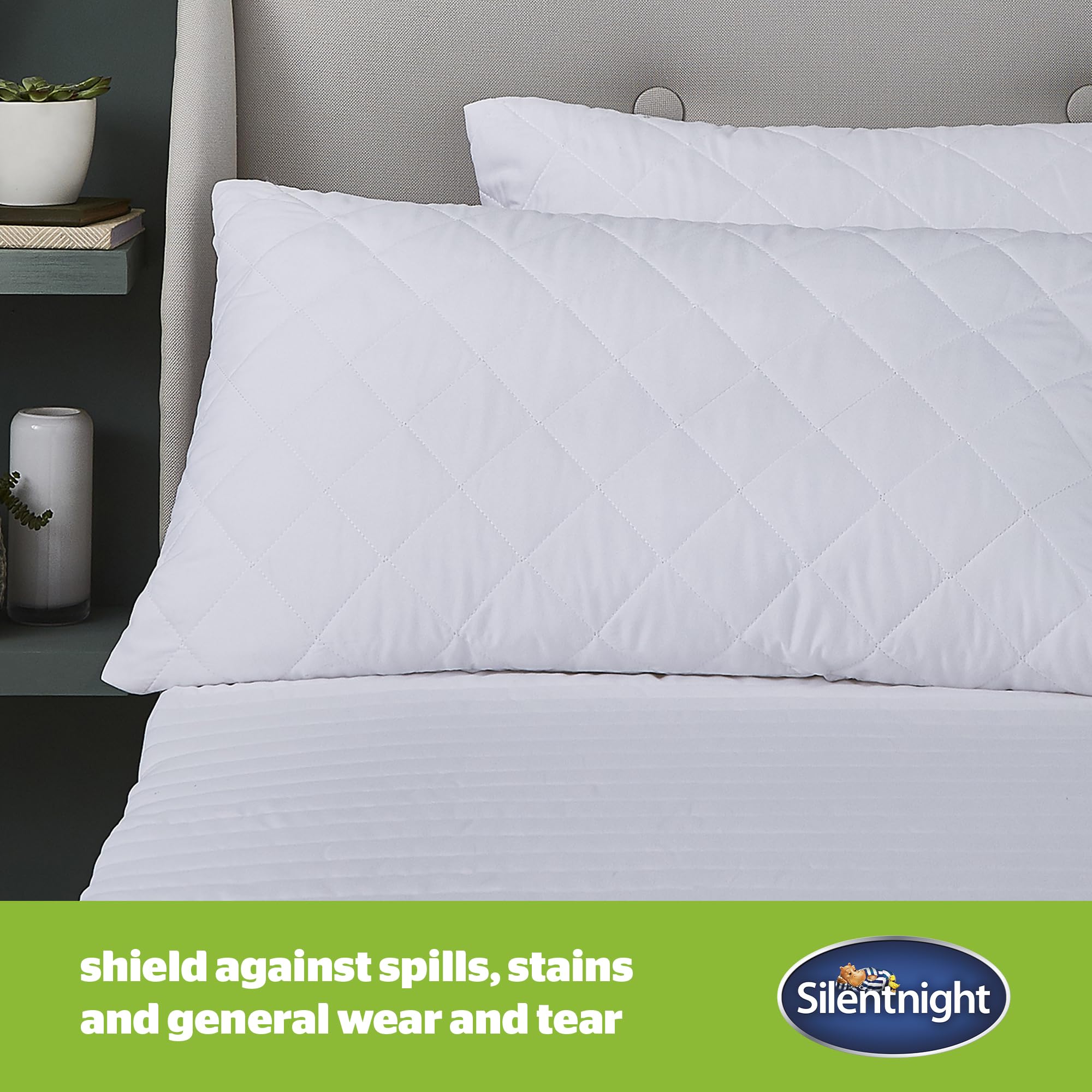 Silentnight Anti-Allergy Pillow Protector Plus - White, Pack of 2 | Anti-Bacterial 5