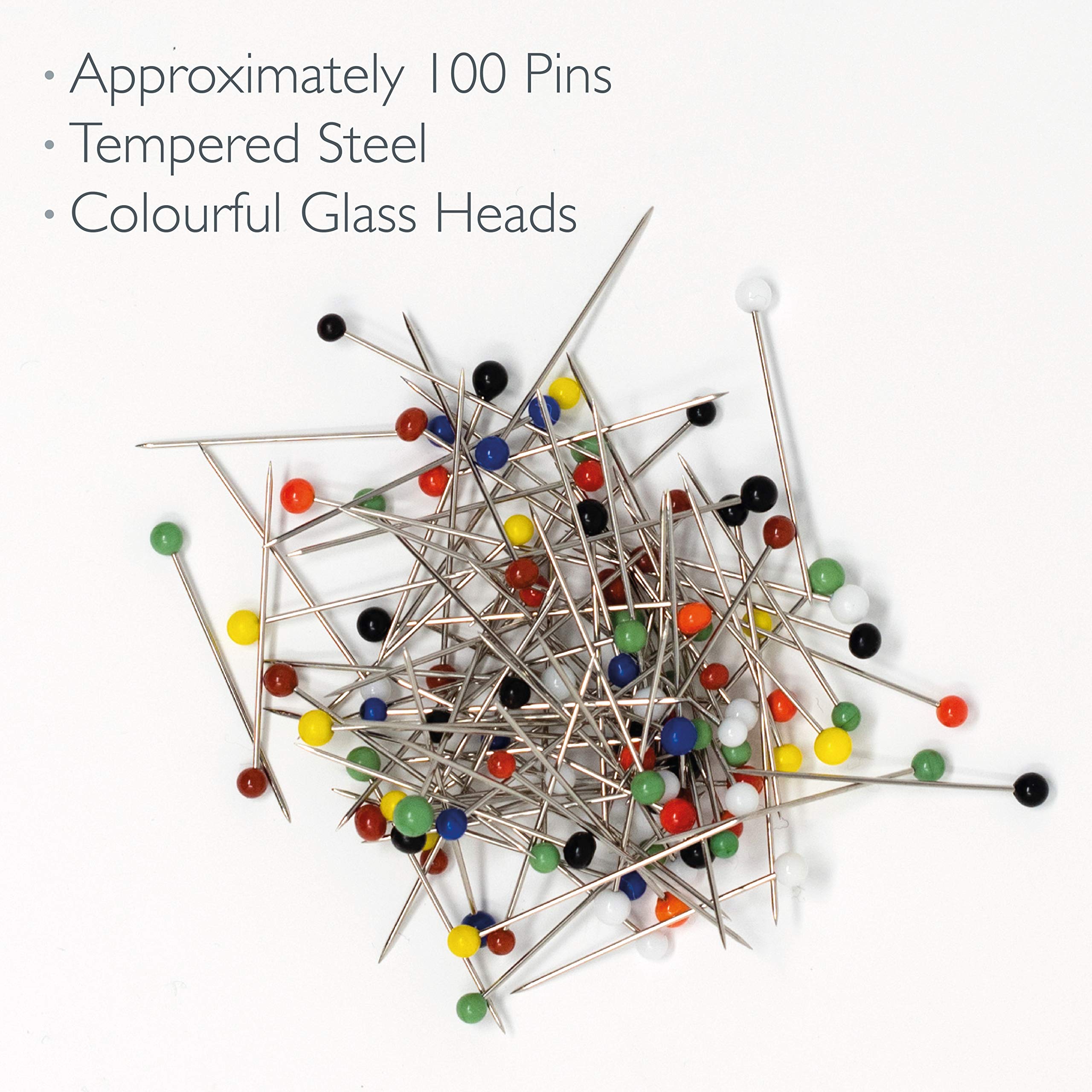 KORBOND Professional Glass Headed Straight Pins - 10g (Approx. 100 Pcs) | 1 Inch | Multi-Colour 2