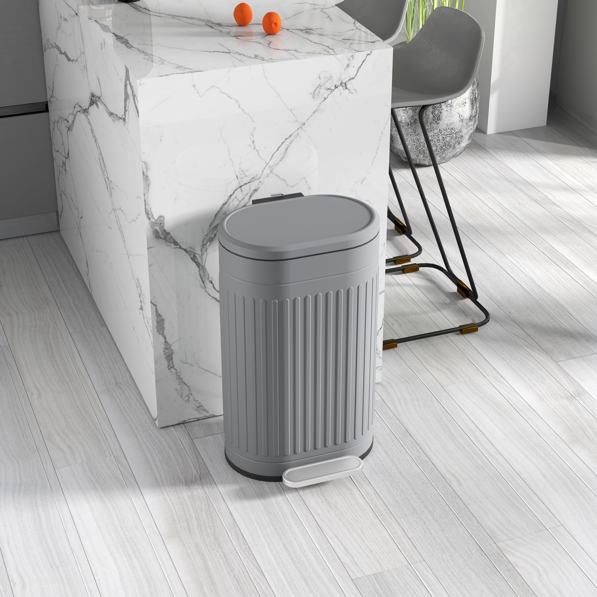 HOMCOM 30L Pedal Bin - Fingerprint-Proof Metal Kitchen Trash Can with Soft-Close Lid 8