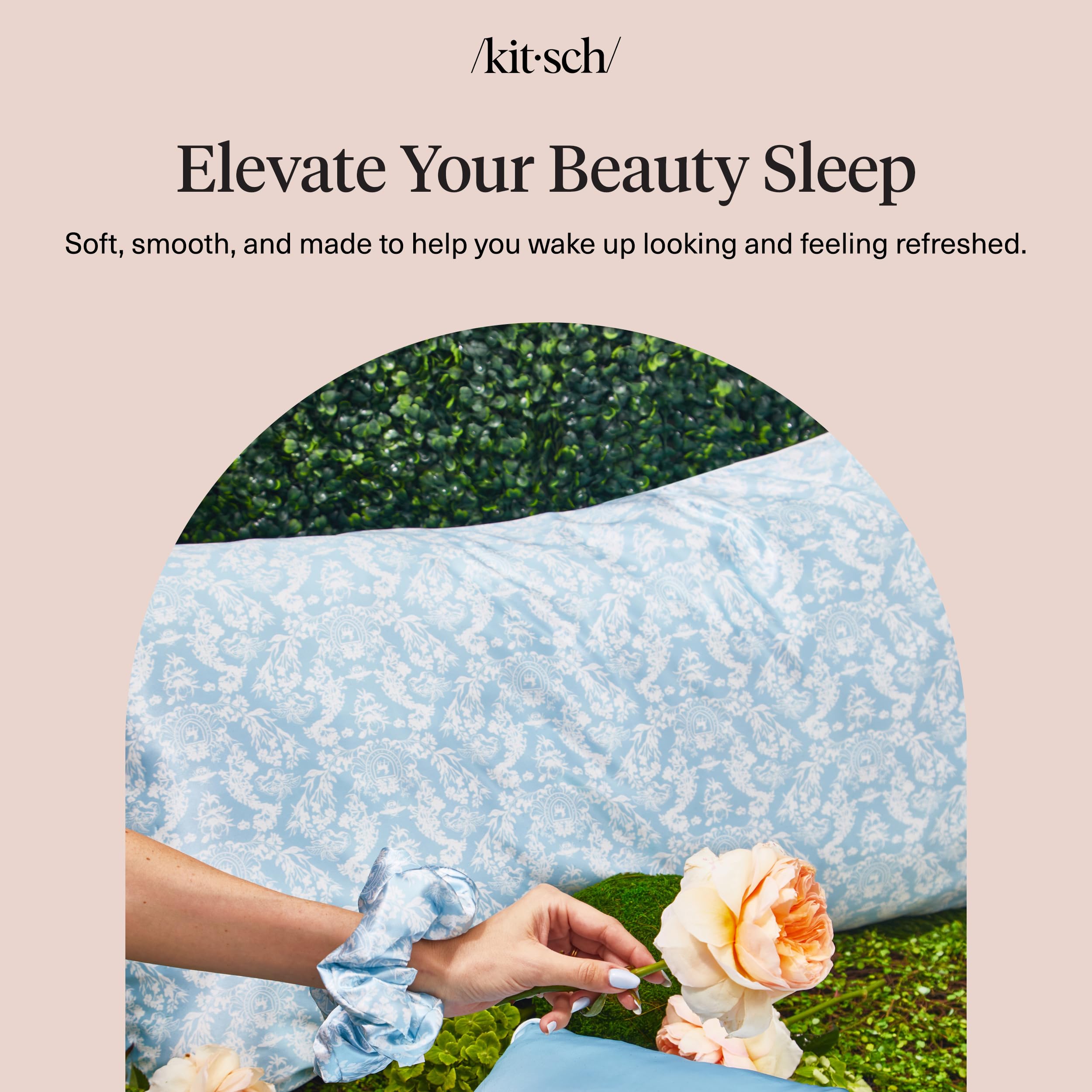 Kitsch Bridgerton x Satin Pillowcase with Zipper Closure - Standard/Queen Size, Polyester 9