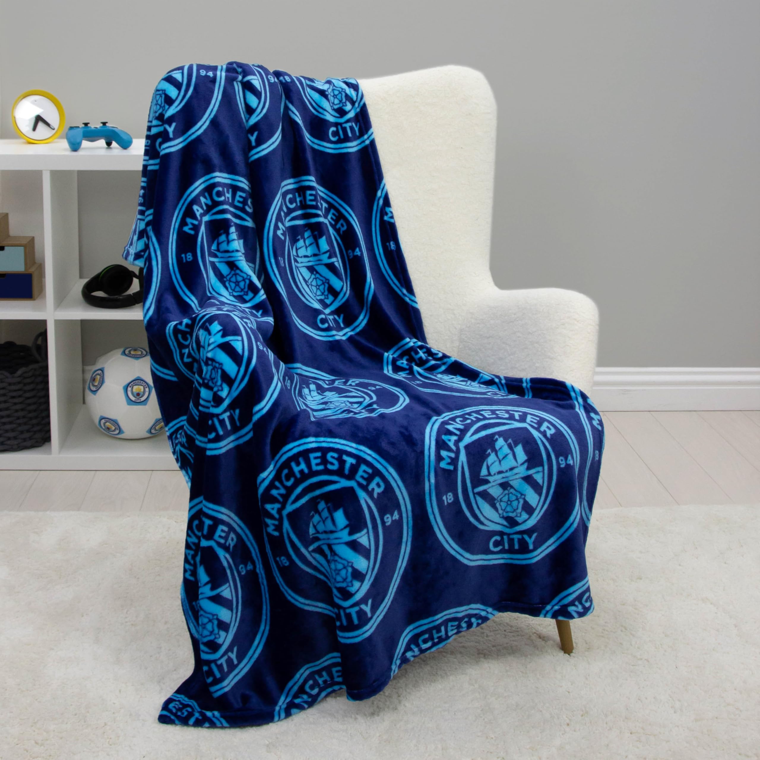 Character World Manchester City FC Fleece Throw Blanket - Officially Licensed | 100 x 150cm | 100% Polyester 2