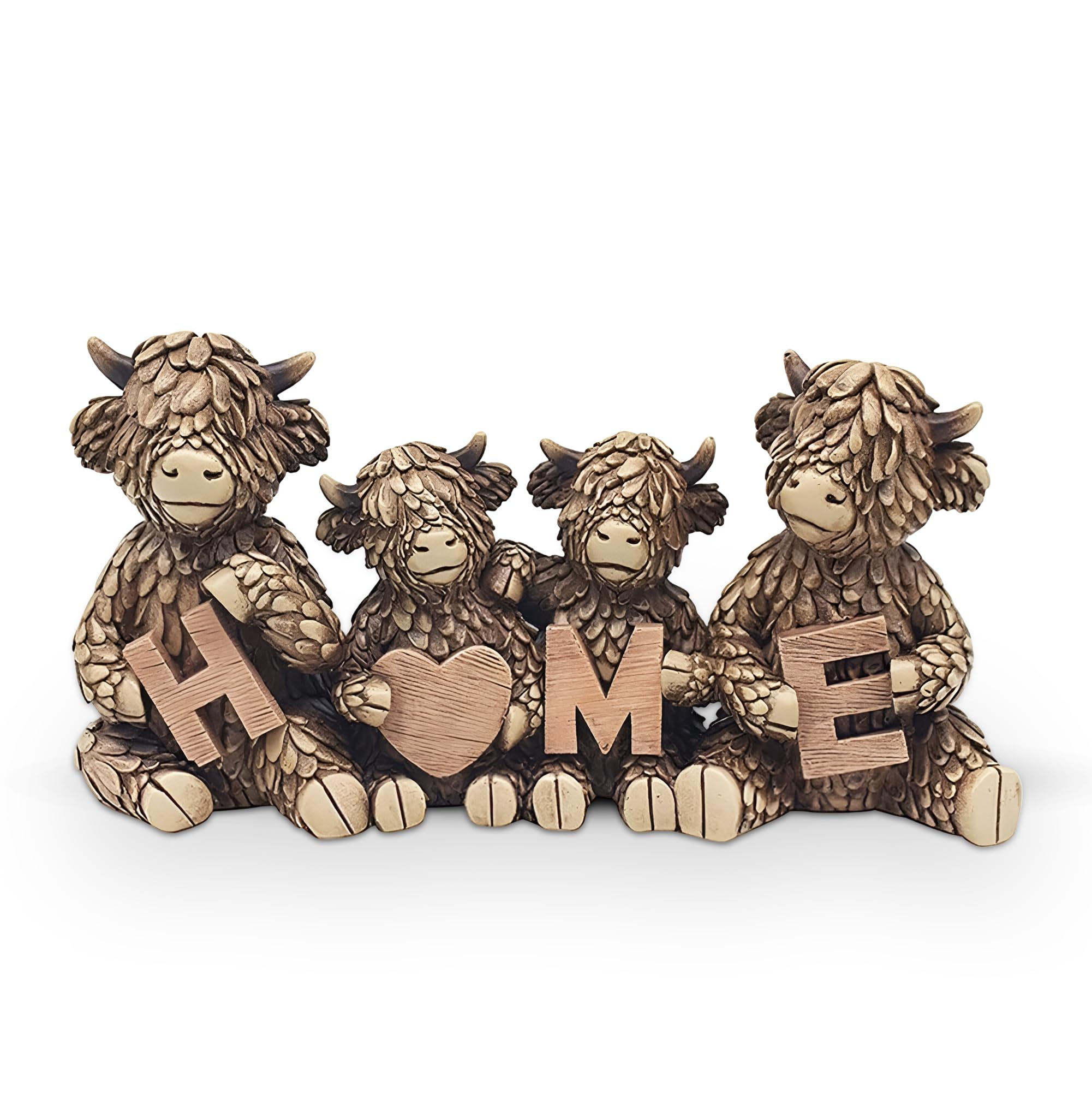 Lesser & Pavey Hughie Highland Cows Figurine - Indoor/Outdoor Decor | 133x63x94mm | 270g