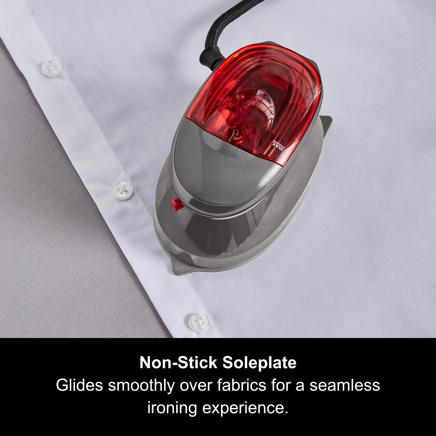 Morphy Richards Compact Travel Iron - Dual Voltage, Non-Stick Soleplate, Continuous Steam | Grey/Red 7
