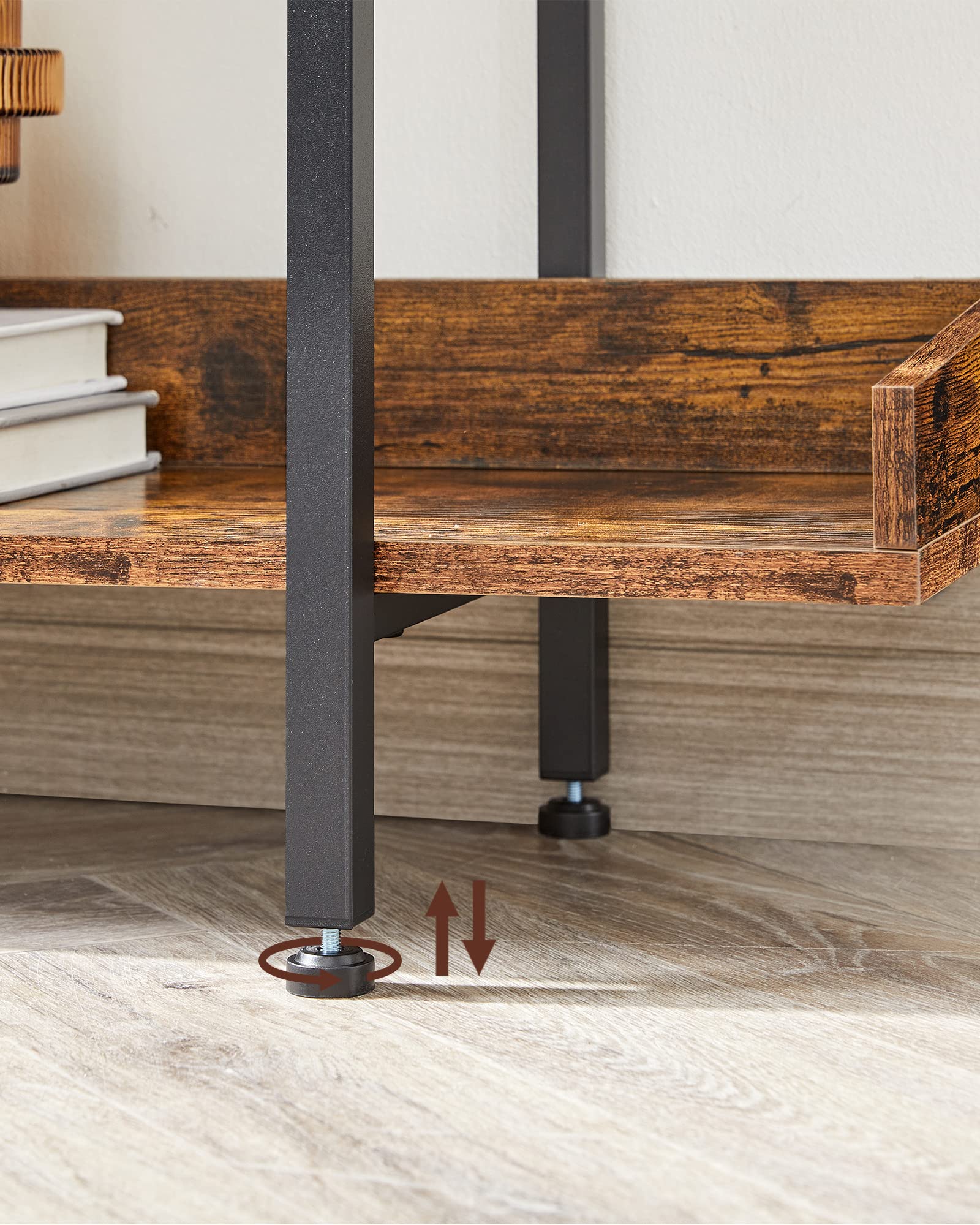 VASAGLE Industrial Bookcase - 5-Tier Shelving Unit | Rustic Brown & Black | 100 x 28 x 178 cm 8