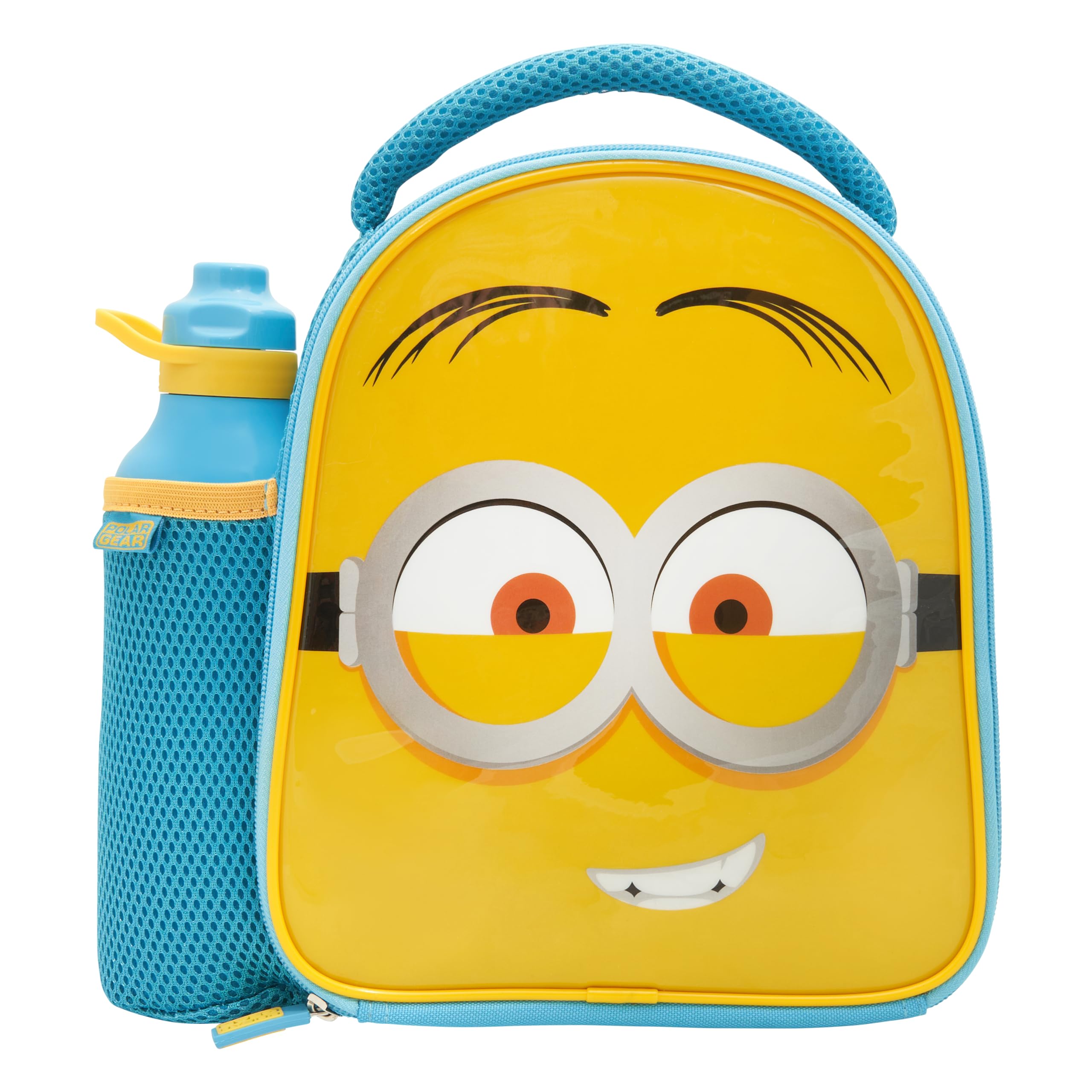 Despicable Me Official 4 Minions Kids Lunch Bag with 600ml Water Bottle | Insulated PEVA Lining | Yellow 2