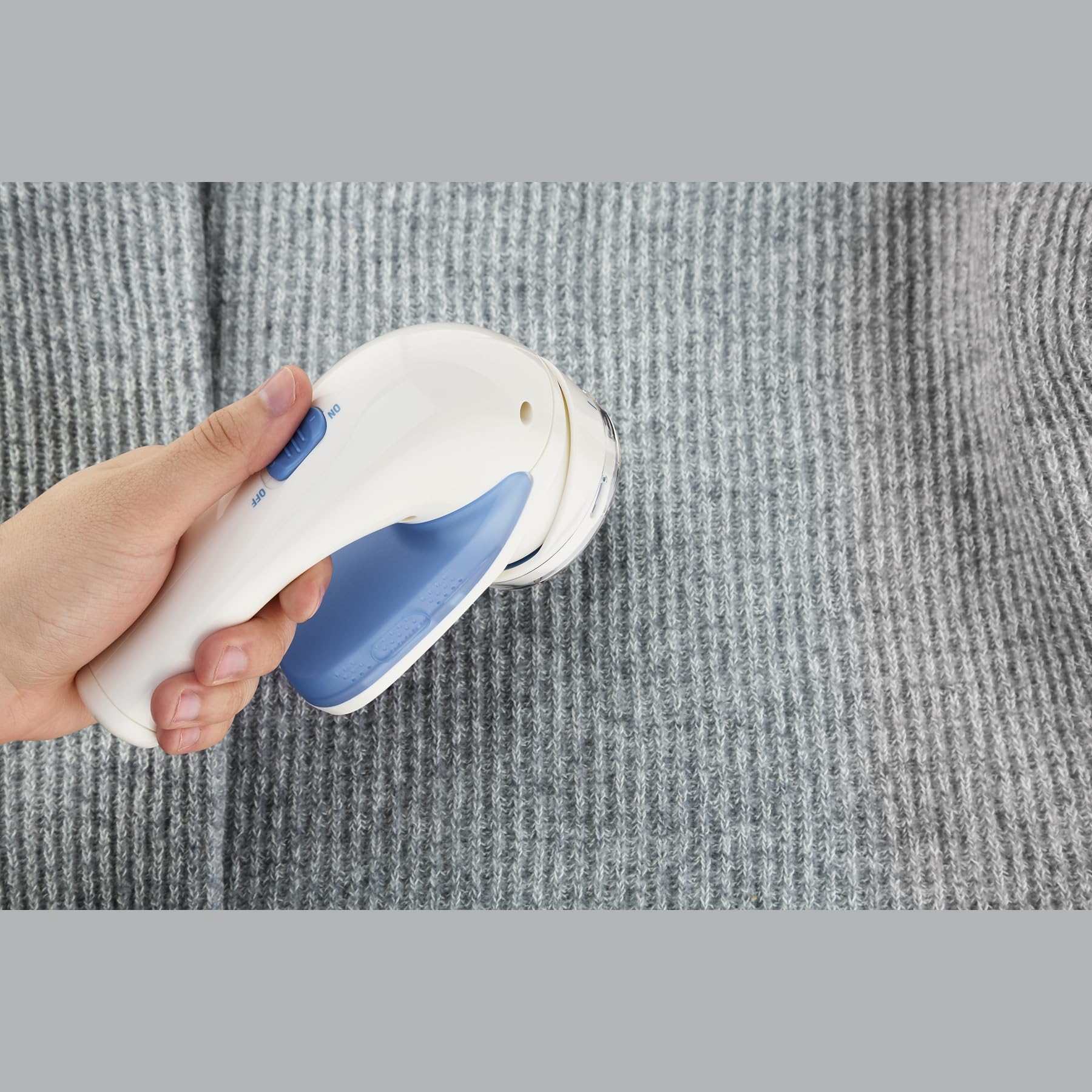 Conair Fabric Shaver - Battery Operated | Large 2" Head | 3 Depth Settings | White/Blue 8