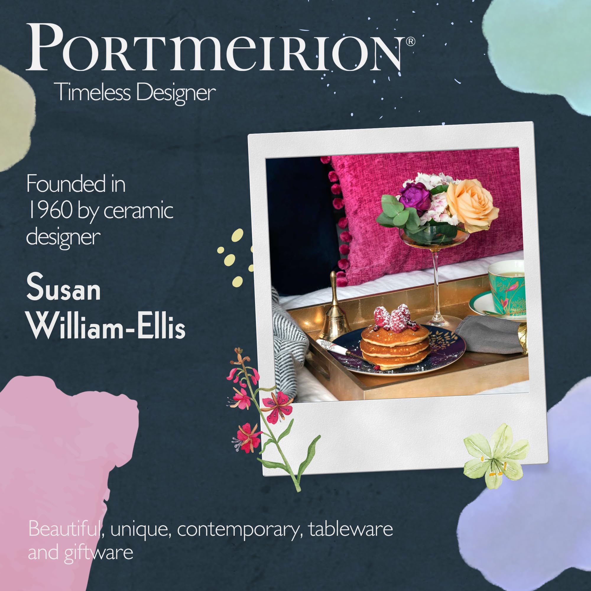 Portmeirion Sara Miller Chelsea Dessert Plates - Fine China with 22ct Gold Detailing | Set of 4 8