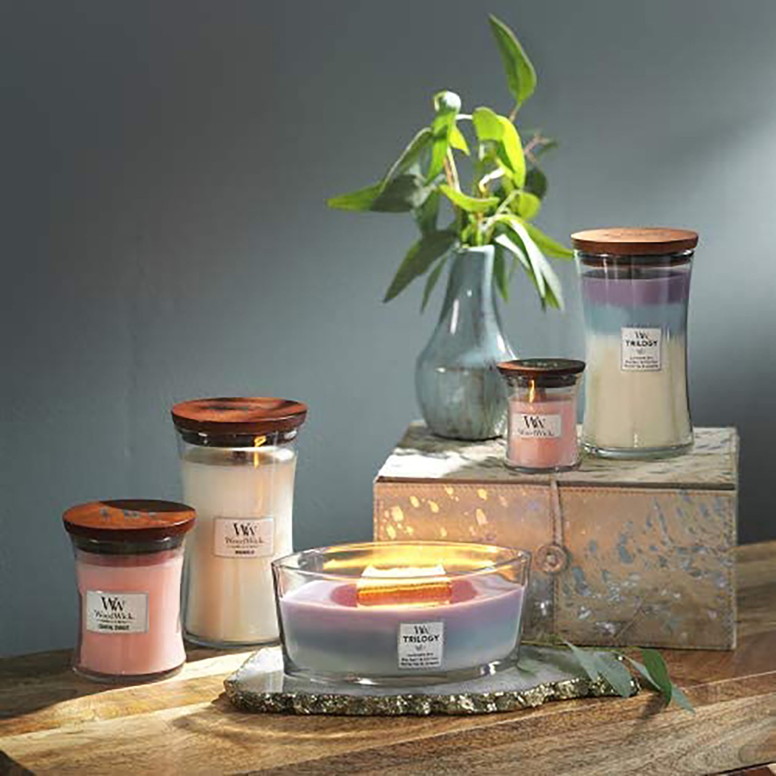 WoodWick Medium Hourglass Trilogy Scented Candle - Calming Retreat | Crackling Wooden Wick 9