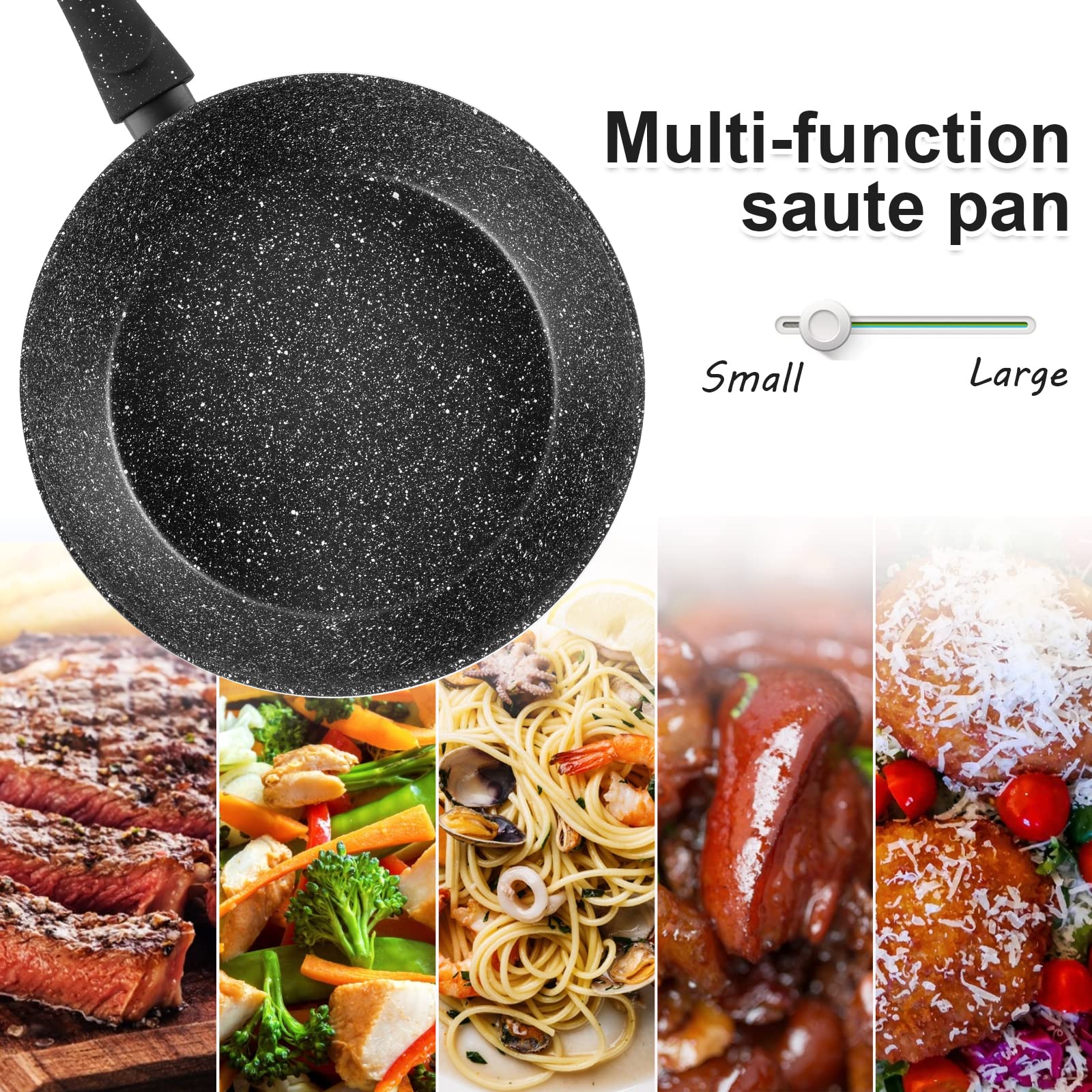 Rainberg 26cm Deep Frying Pan with Lid - Granite Nonstick, Induction Compatible, Scratch Resistant 7