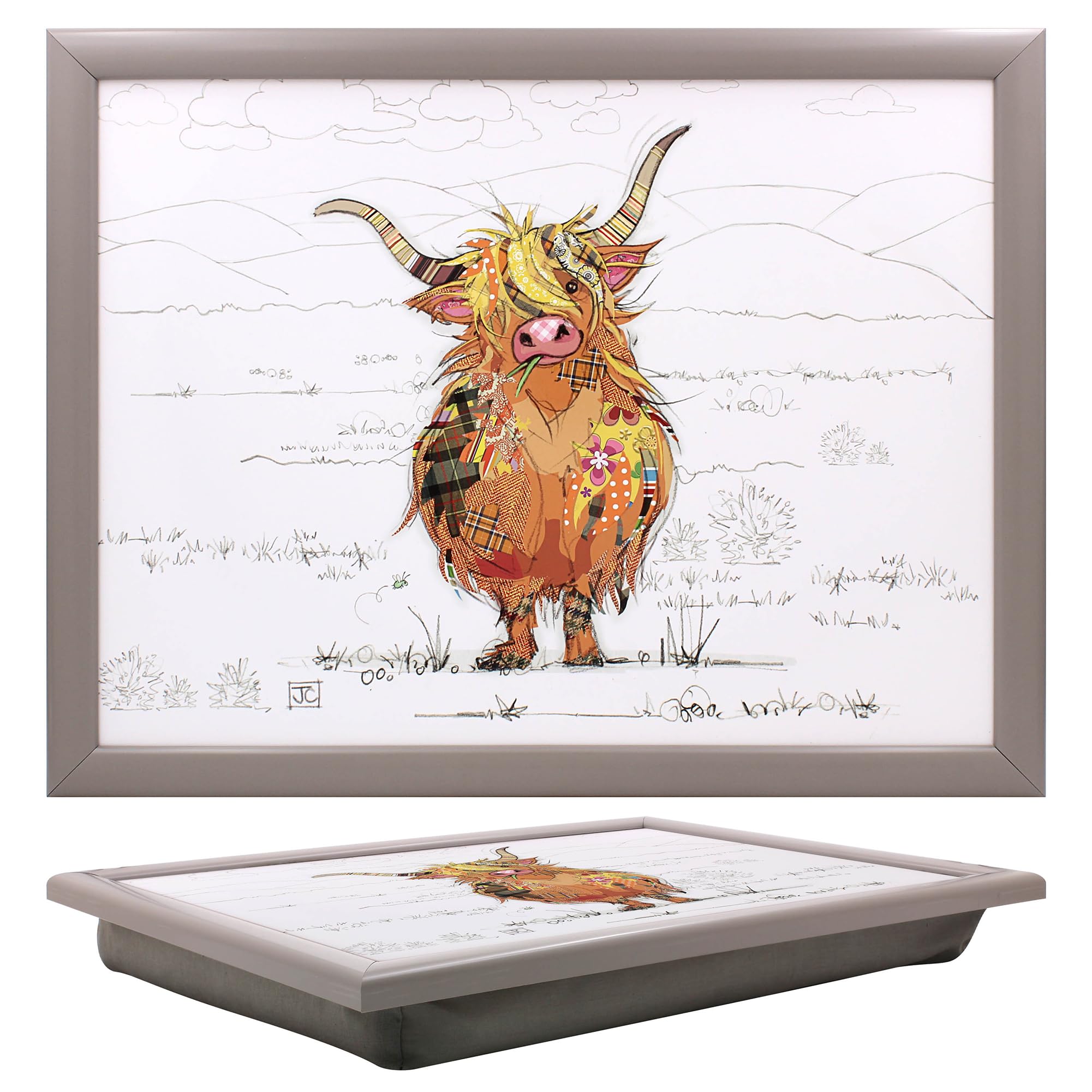 The Leonardo Collection Hamish Highland Cow Lap Tray | MDF & Cushion | 44x33x7 cm 1