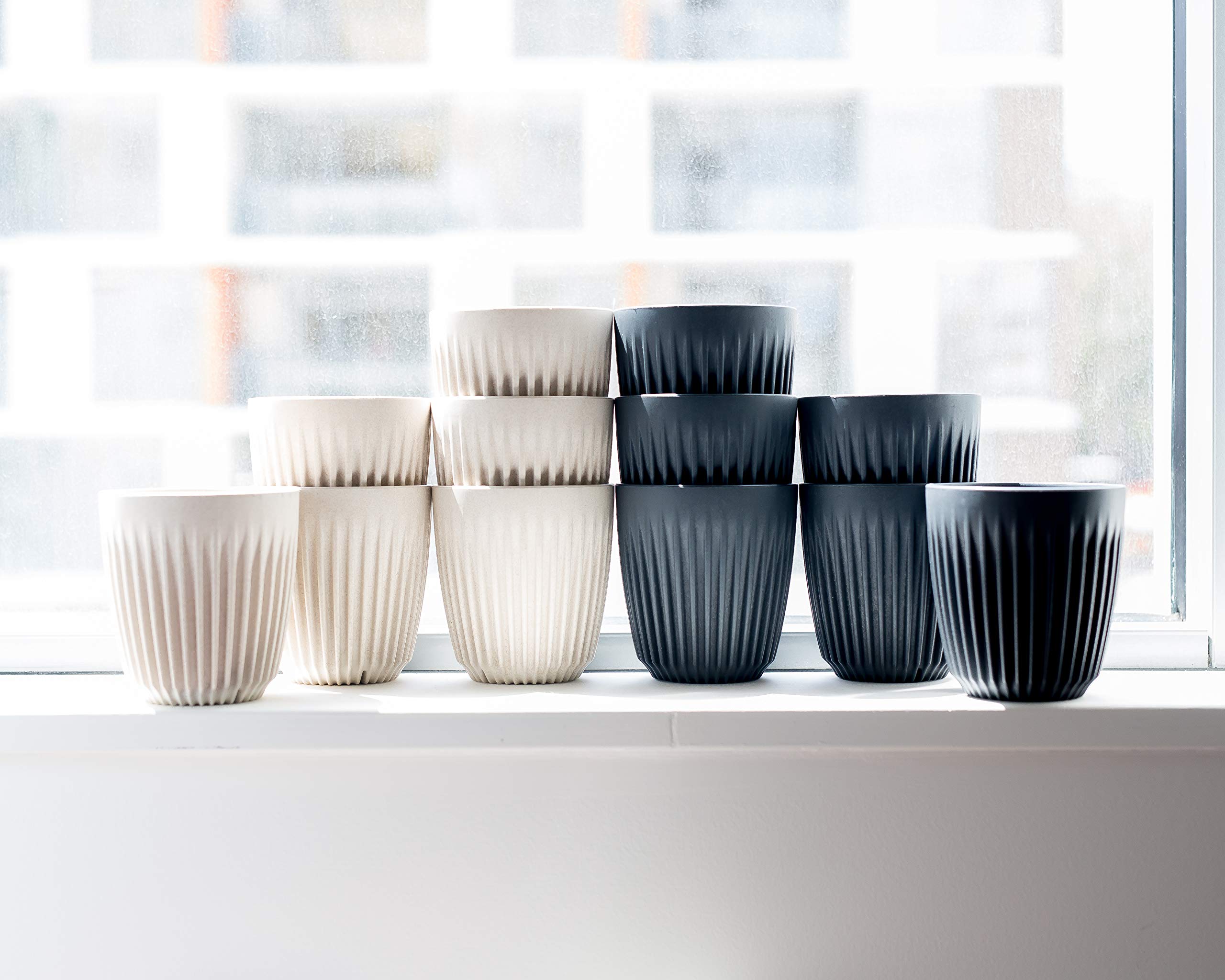 Huskee Reusable Coffee Cup Set - 4 Pack 6oz Natural | Dishwasher Safe, BPA Free 4
