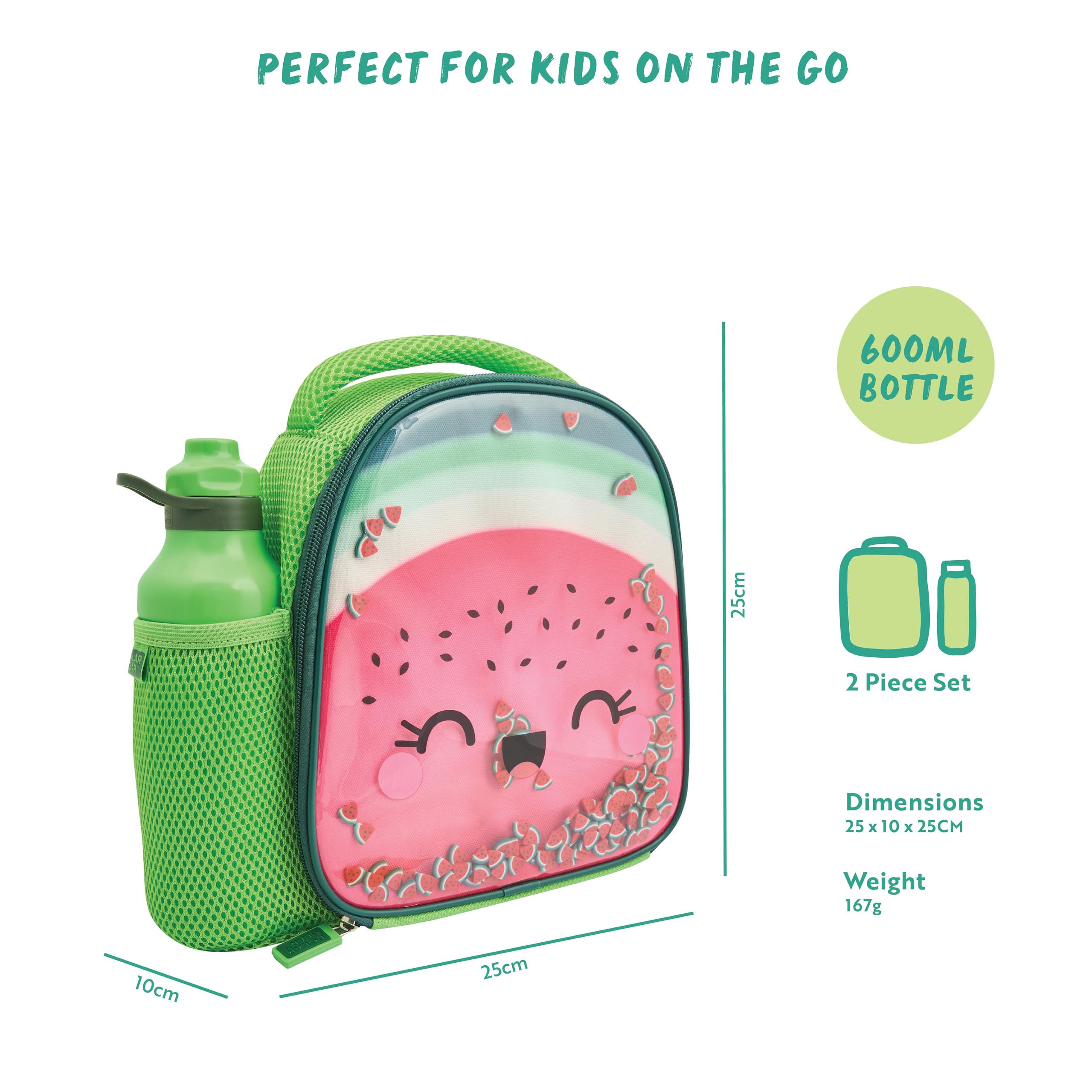 Polar Gear Watermelon Insulated Kids Lunch Bag with 600ml Bottle Holder | School Lunch Set 2