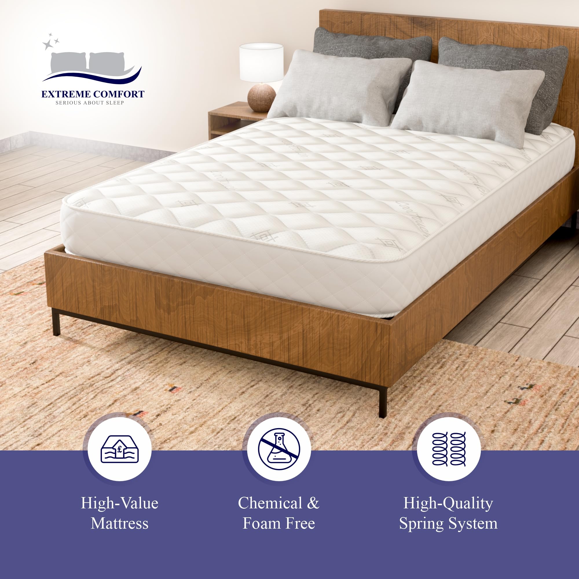 eXtreme comfort ltd Cooltouch Diamond Essential Single Mattress - Foam Free | Bonnell Spring | 18cm Depth 4