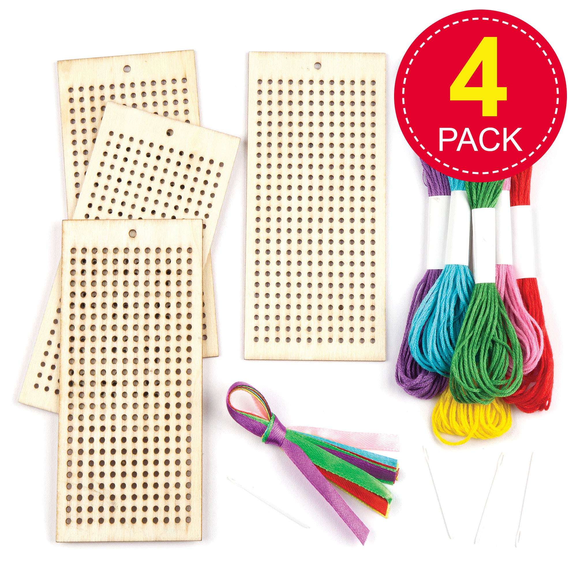 Baker Ross AR141 Bookmark Cross Stitch Kits for Beginners - 4 Pack, Assorted Colors 2