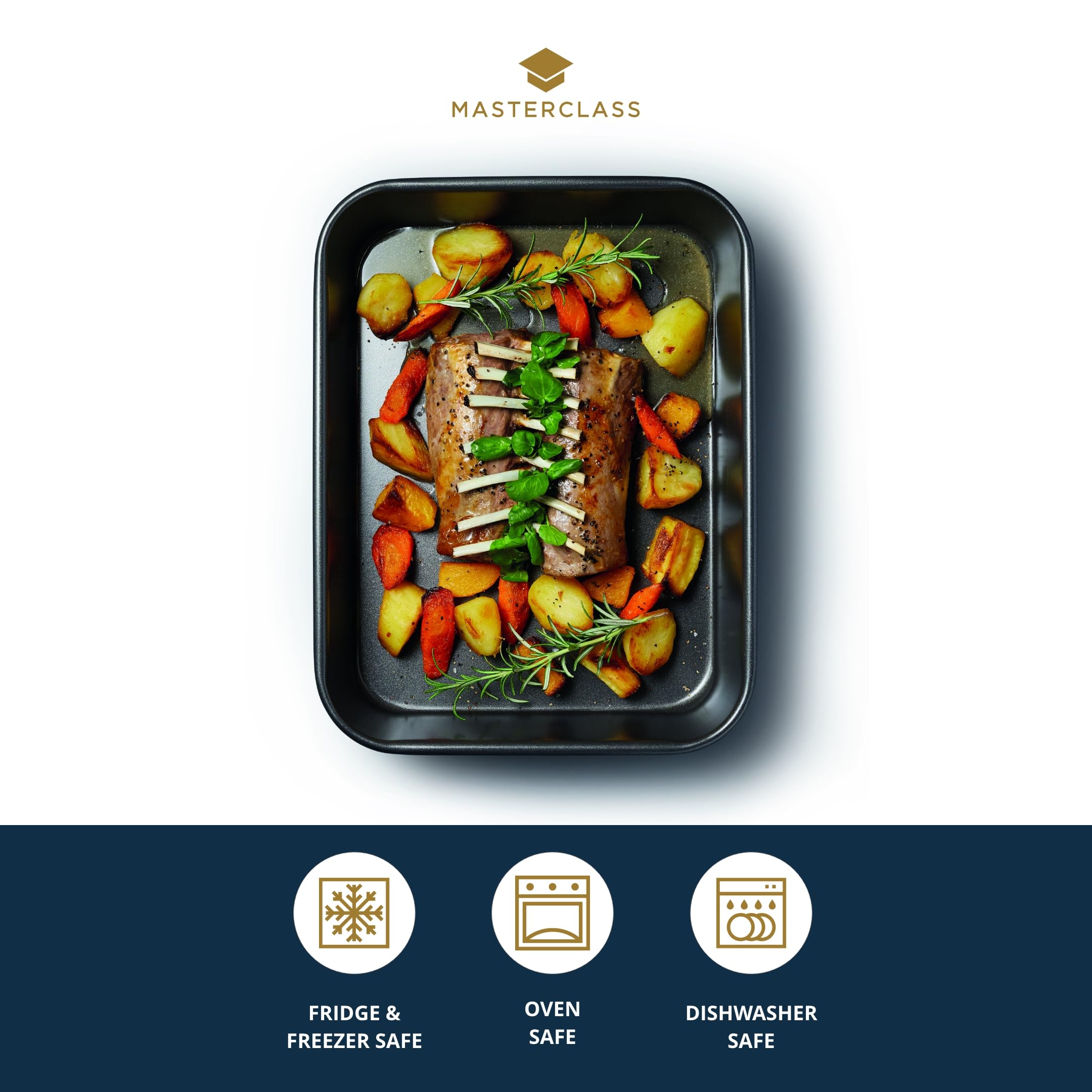 MasterClass Carbon Steel Deep Roasting Pan - Non-Stick | 39 x 28 cm | Grey 3
