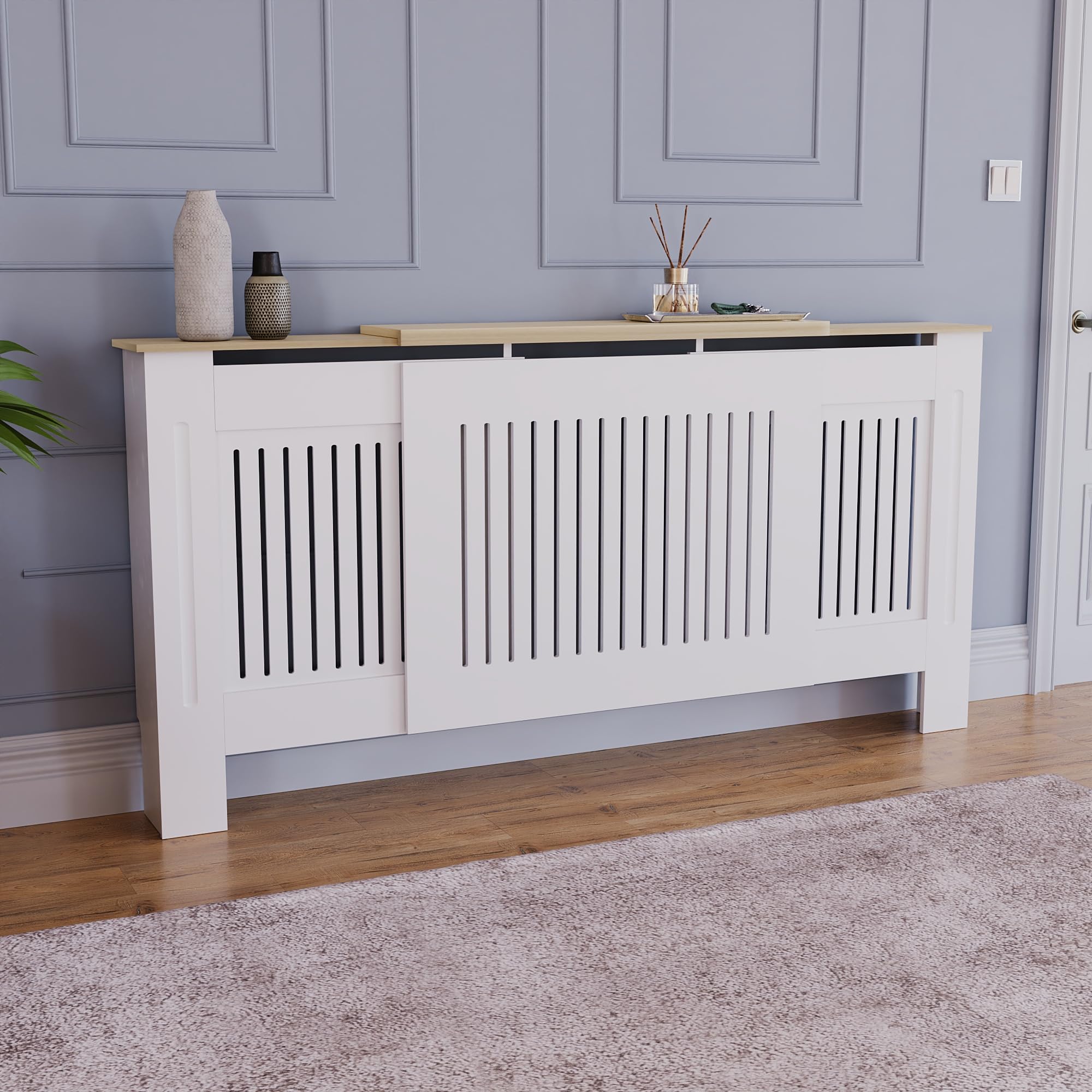 Vida Designs Arlington Radiator Cover - Adjustable White Shaker Style | Engineered Wood 4