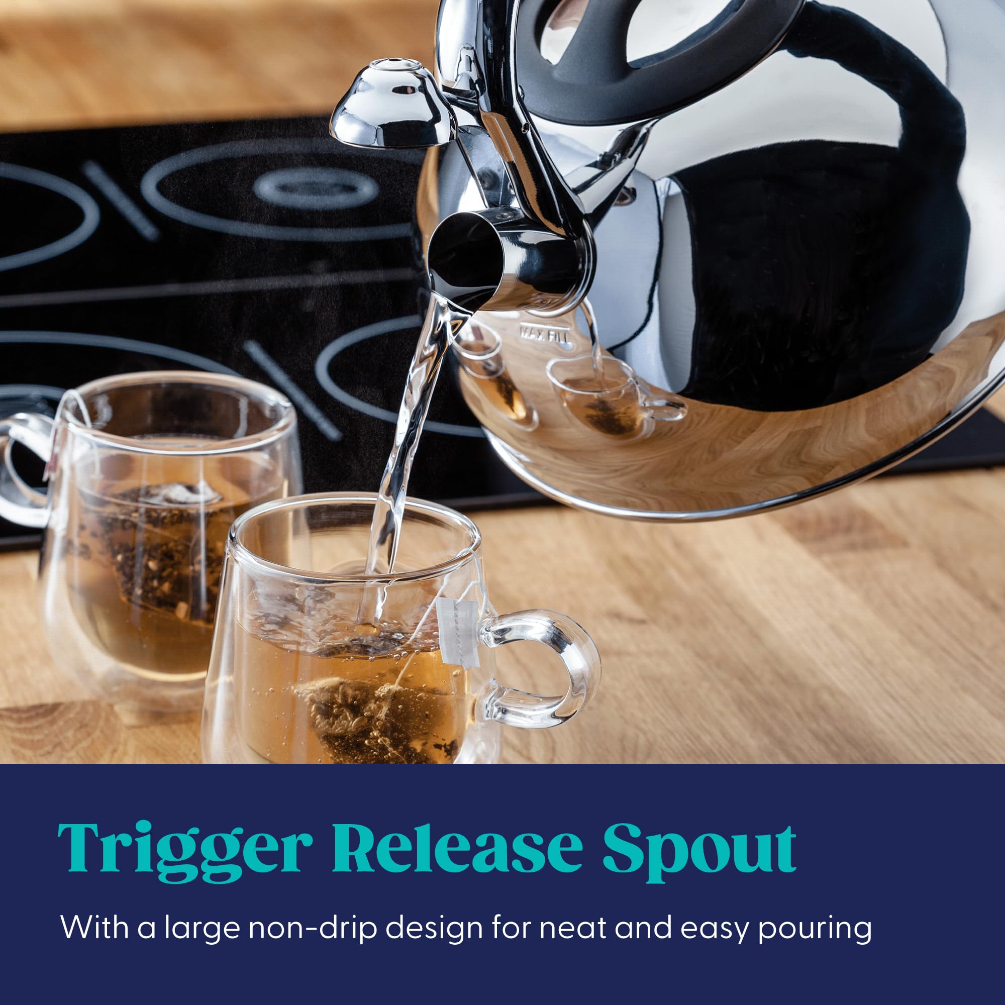 Judge 3L Stovetop Kettle - Rapid Boiling with Whistle Alert | Stainless Steel | Silver 5